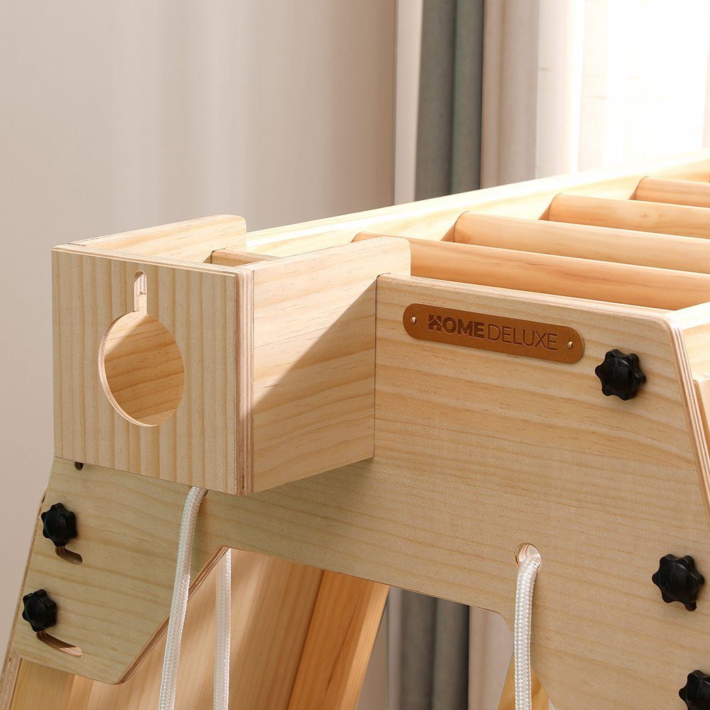 HOME DELUXE Klettergerüst Indoor Spielturm LIO, (inkl. Schaukel, Rutsche, Kletternetz & Leiter), 8 in 1 Kletterturm I Spielzimmer, Kinderzimmer