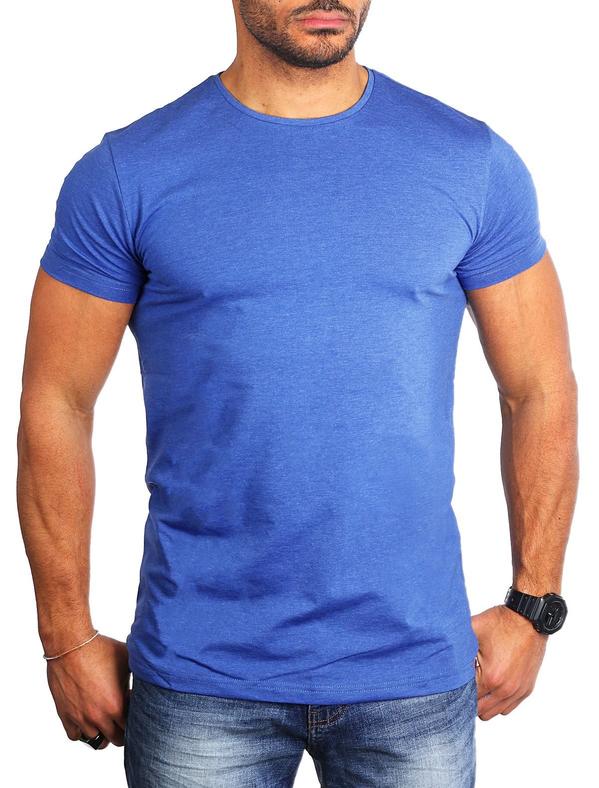 Young & Rich T-Shirt Herren Uni Basic rundhals Ausschnitt Unterziehshirt 1701 Rundhalsauschnitt unifarben kurzarm regular fit