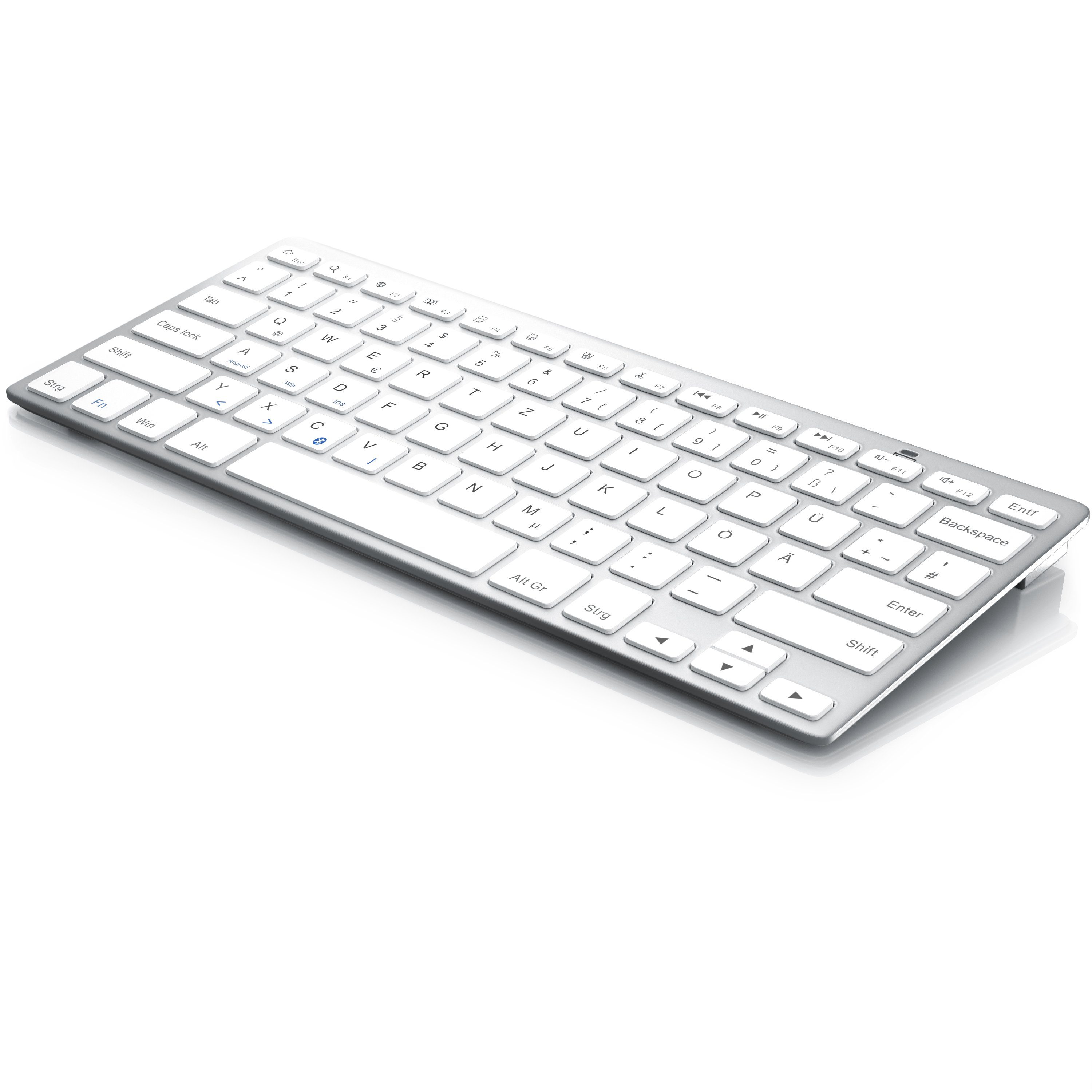 CSL Wireless-Tastatur (Bluetooth Keyboard, Ultra Design, dünnes silber & trageleicht) ergonomisch