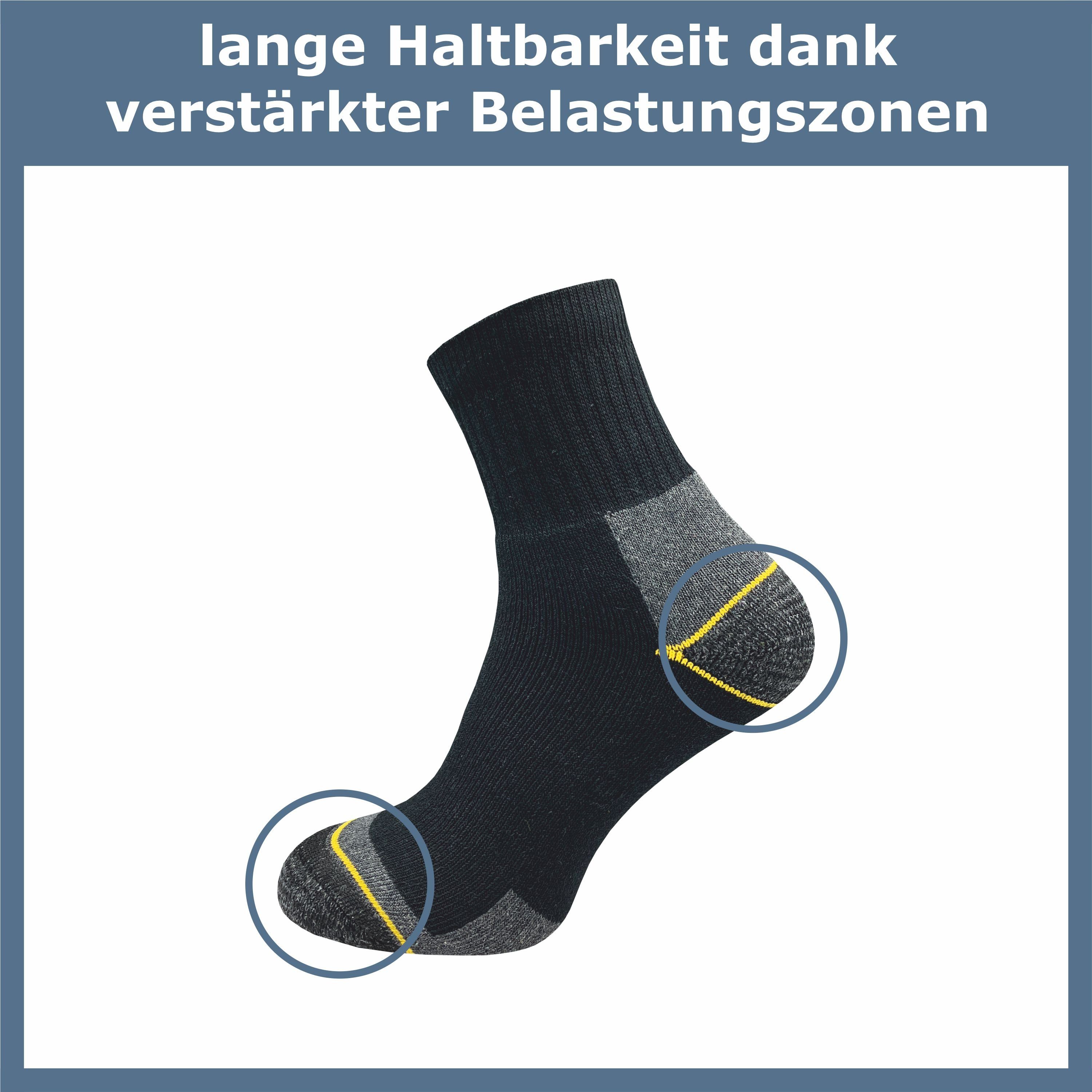 GAWILO Arbeitssocken - Quarter - für Herren mit atmungsaktiver Baumwolle gegen Schweißfüße (6 Paar) Ideal für Sicherheitsschuhe oder Arbeitsschuhe, länger als e – Bild 3 von 5
