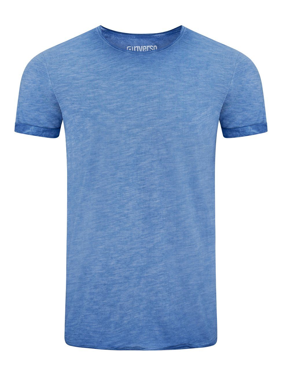 riverso T-Shirt Herren Basic Shirt RIVMatteo Regular Fit (1-tlg) Basic Kurzarm Tee Shirt mit Rundhalsausschnitt aus 100% Baumwolle Middle Blue (19300)