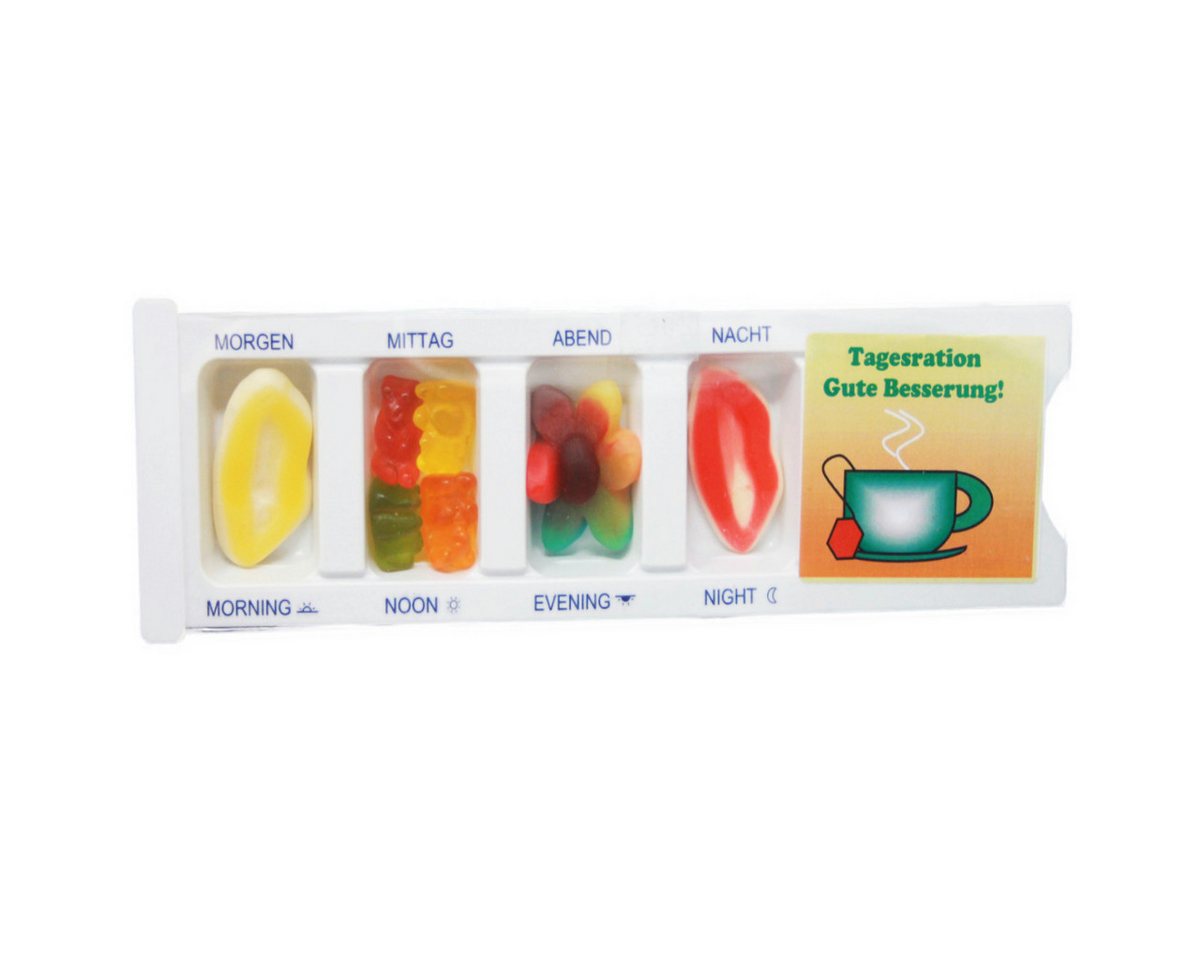 Fruchtgummi Bären & Co. Süßigkeit, Tablettenbox Gute Besserung gefüllt mit Fruchtgummi Scherzartikel 25g