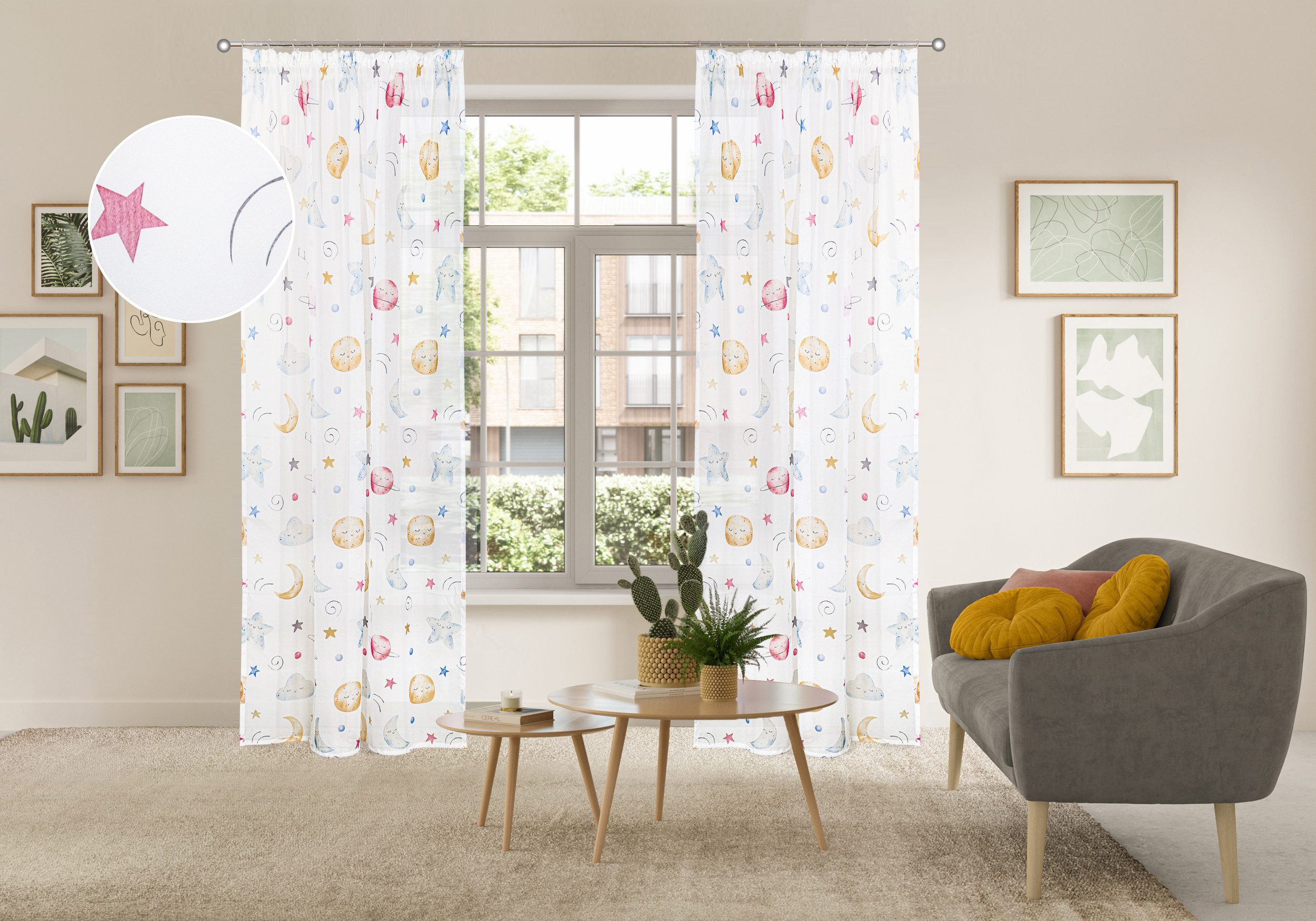 OTTO home Gardine Morgann (1 St), Kräuselband, transparent, Kräuselband, verspieltes Design, Pflegeleicht, transparentes Material