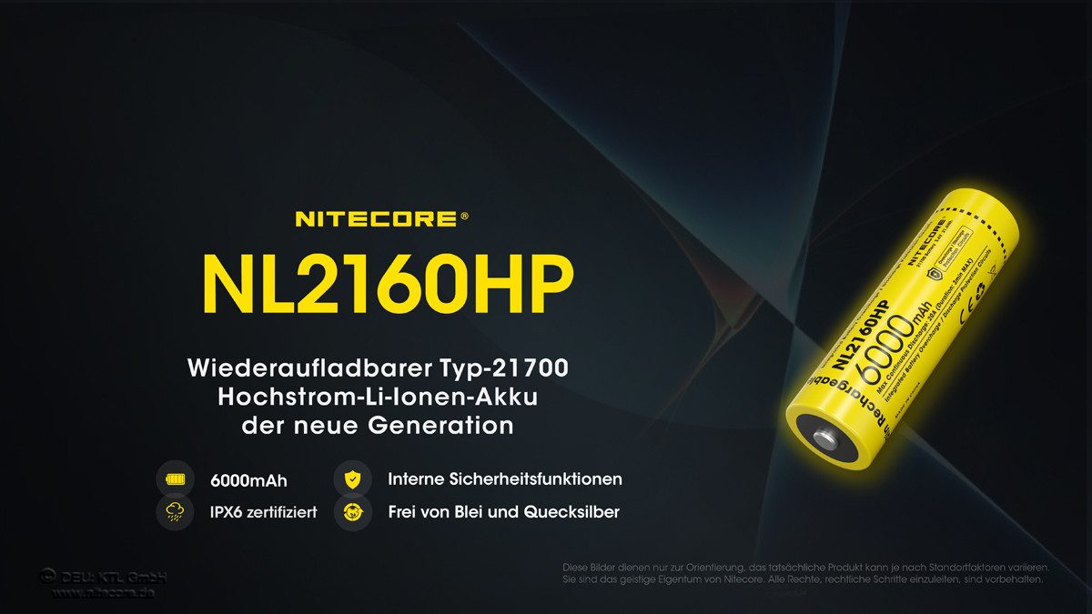 Nitecore Li-Ion Akku Typ 21700 - 6000mAh - NL2160HP Akku (1 St)