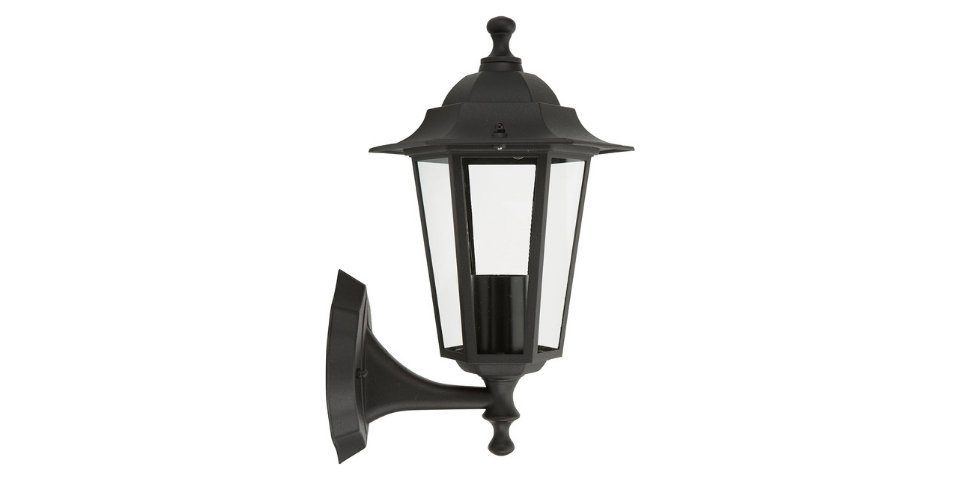 smartwares Außen-Wandleuchte Außenleuchte Garten Lampe ALU LED E27 austauschbar 60W Nostalgie, ohne Leuchtmittel, ohne Leuchtmittel, Wandlampe,ohne Leuchtmittel, IP44, ohne Sensor, Aluminium/Glas, Schwarz