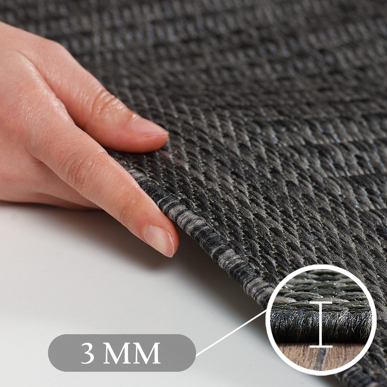 Teppium Outdoorteppich Unicolor - Einfarbig, Rechteckig, Höhe: 5 mm, Teppich Wetterfest Balkon Küchenteppich Flachgewebe Sisaloptik