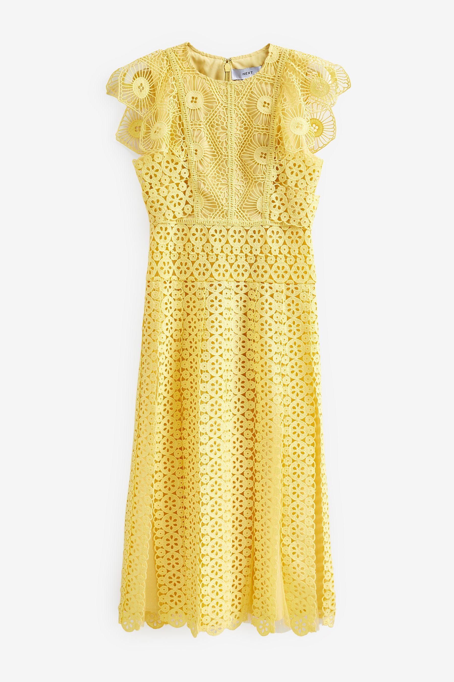 Next Midikleid Kurzärmeliges Midikleid mit Häkelspitze (1-tlg)