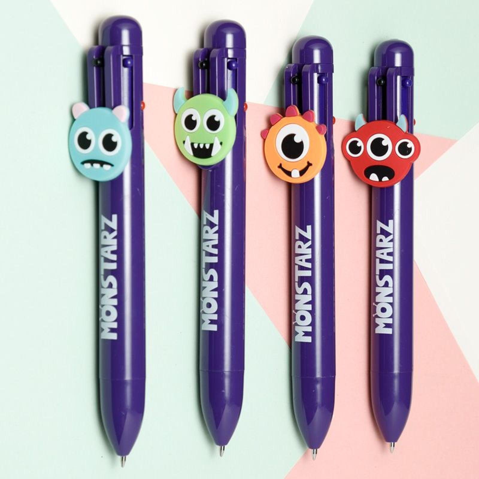 Puckator Kugelschreiber Monstarz S (6 (pro Stift Charm Farben) mit Topper Monster Mehrfarbiger