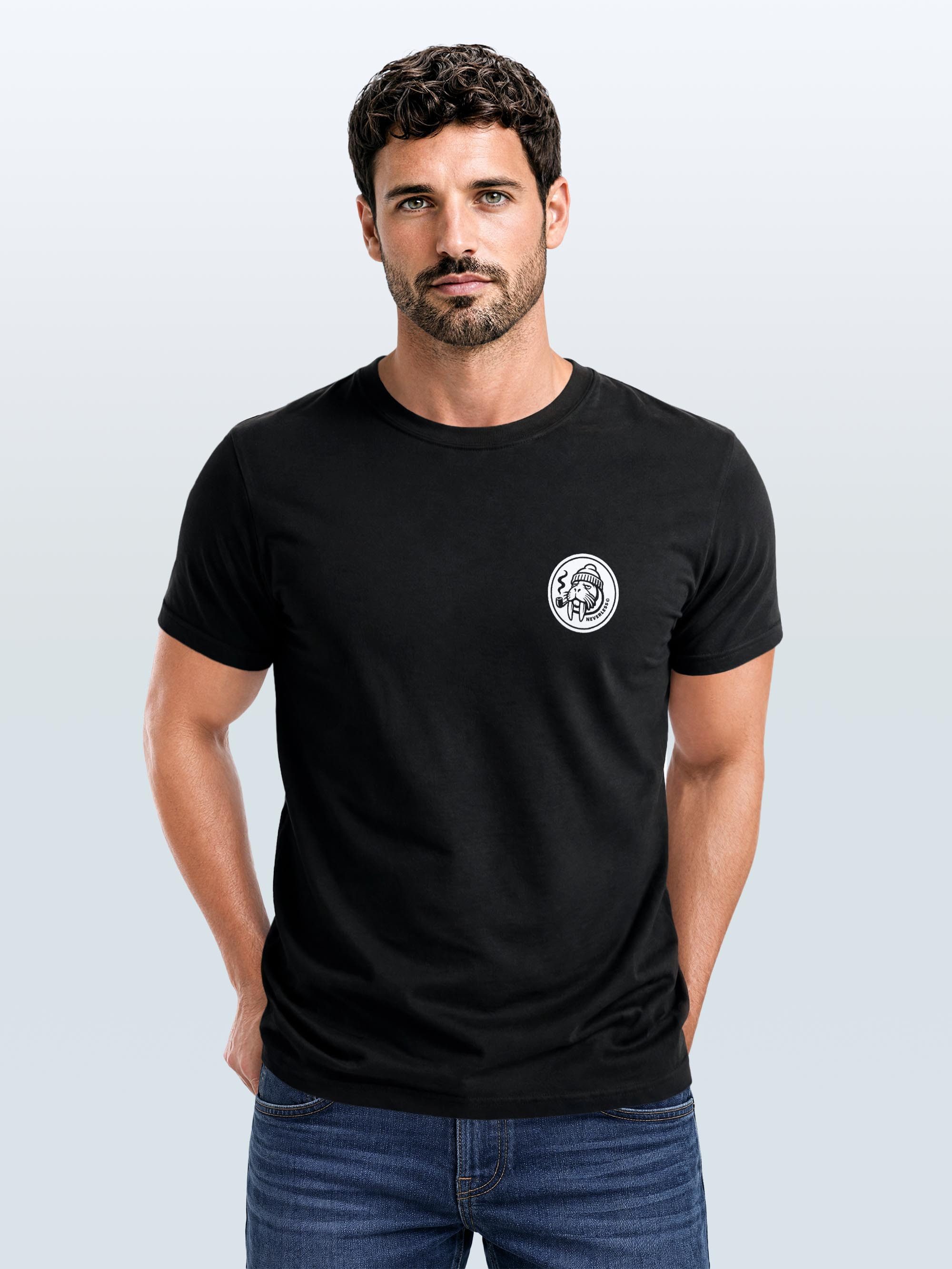 Neverless Print-Shirt Herren T-Shirt Brustprint - Logo Design Walross - Baumwollshirt mit Print