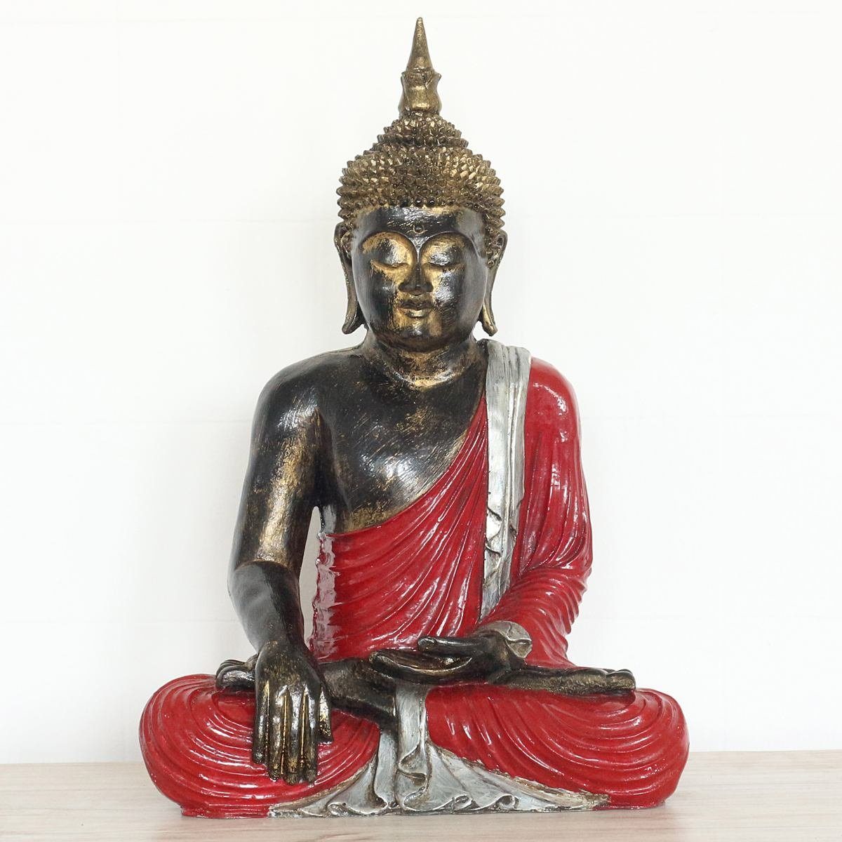 Oriental Galerie Dekofigur Buddha Gold Rot Resin 55 cm (1 St), traditionelle Herstellung in Handarbeit im Ursprungsland