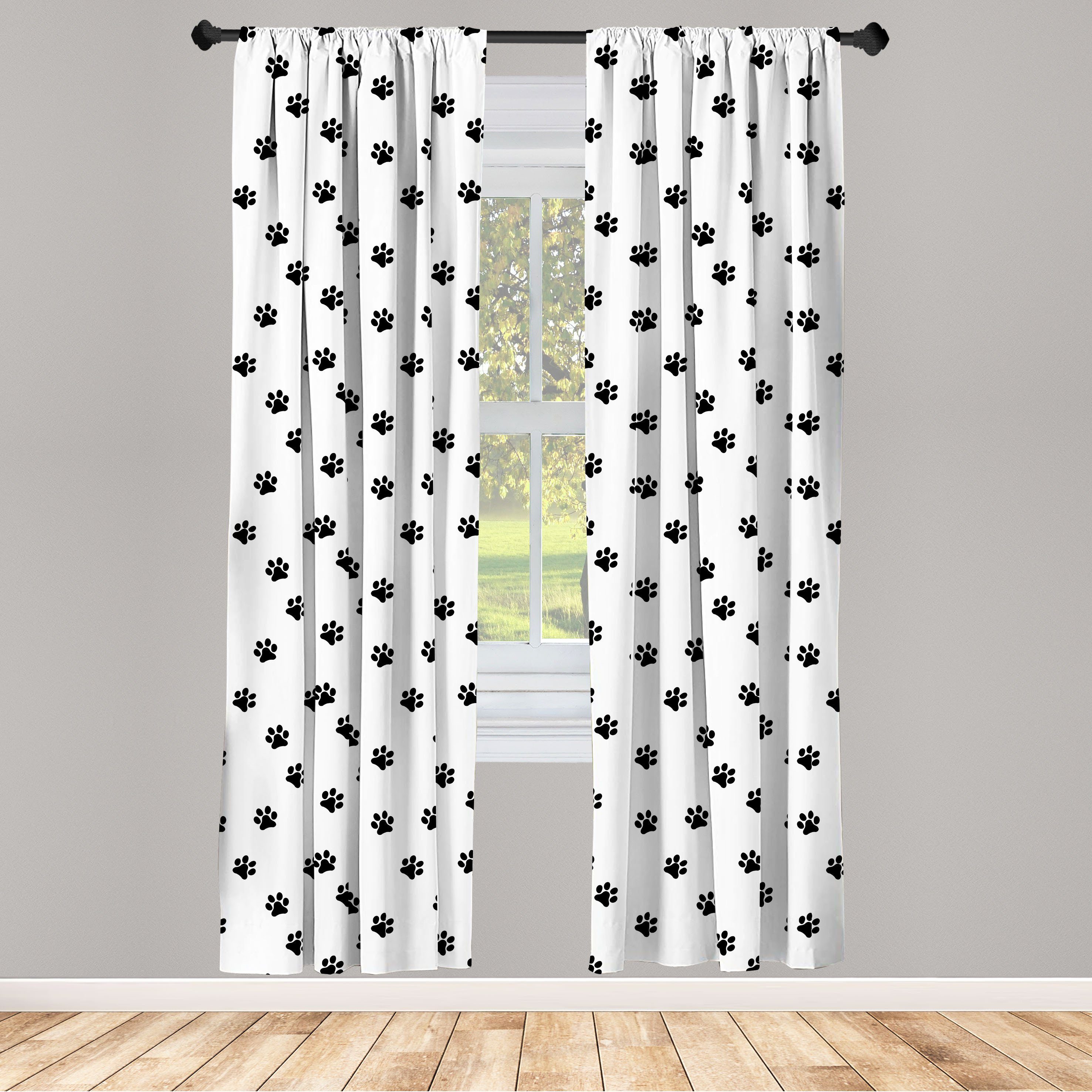 Gardine Vorhang für Wohnzimmer Schlafzimmer Dekor, Abakuhaus, Microfaser, Hundepfoten Monotone Abdrücke Entwurf