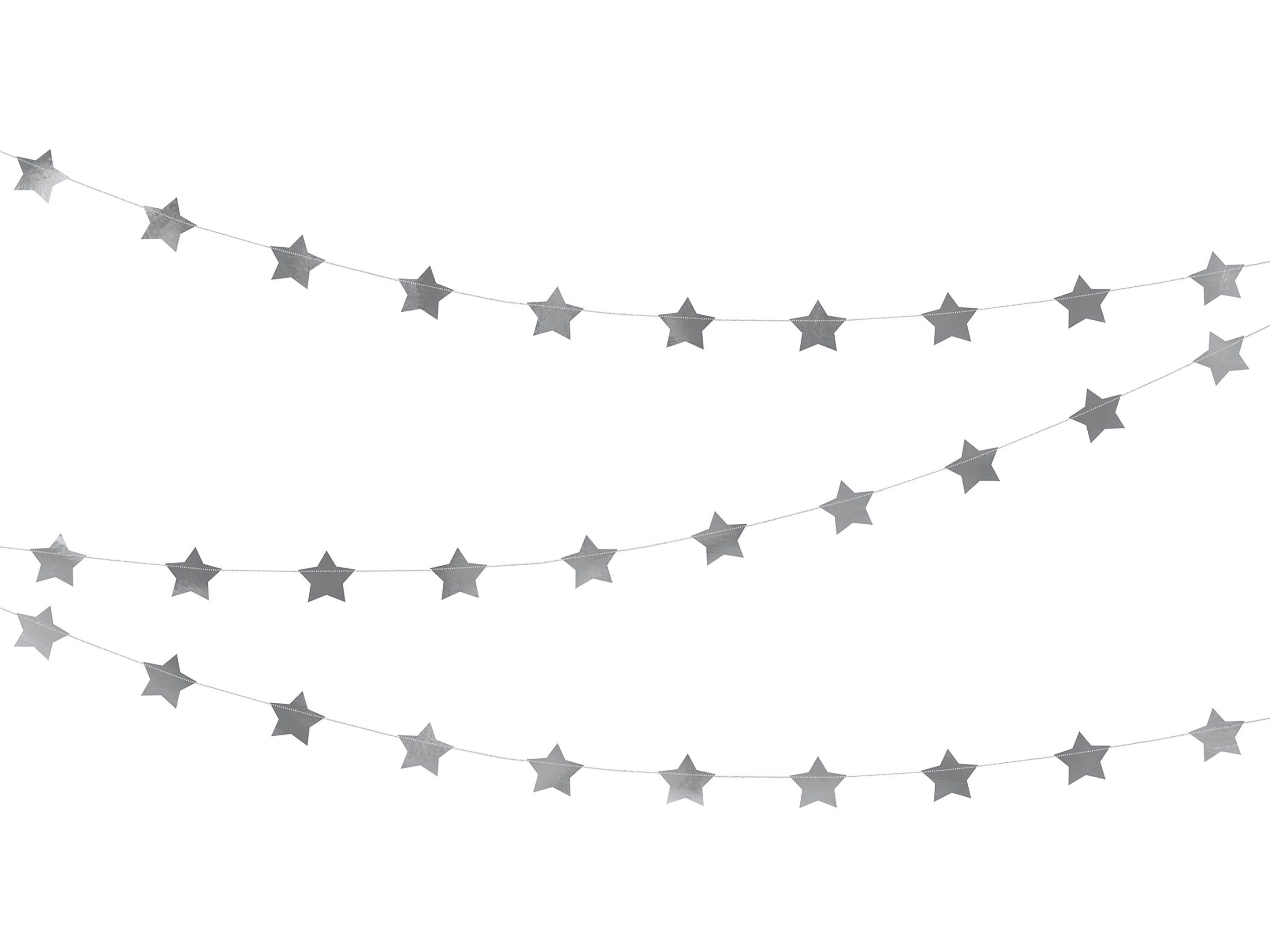 partydeco Girlande, Girlande Sterne 3,6m Silber
