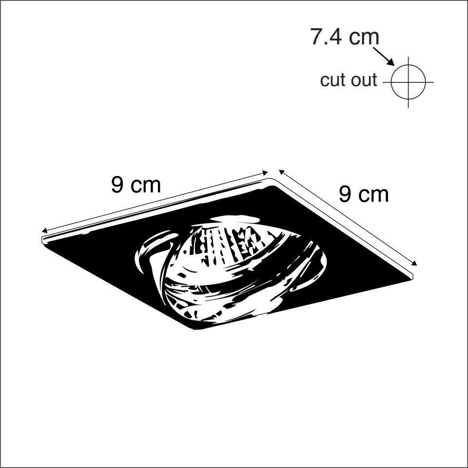 Qazqa LED Einbaustrahler 44882, ohne Leuchtmittel, Warmweiß, QAZQA Downlight, gu10, Stahl, Aluminium, Modern