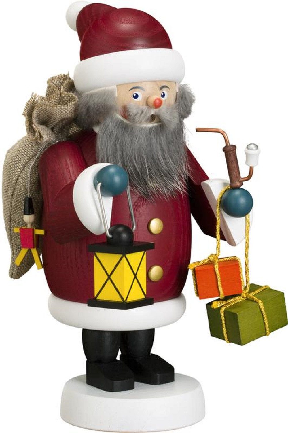 Seiffener Volkskunst Räuchermännchen Gemütliche Typen "Weihnachtsmann", aus dem Erzgebirge