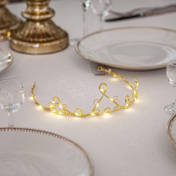 MARELIDA LED Dekoobjekt LED Krone Diadem Haarreif Tischdeko Geburtstagskrone Prinzessin gold, LED Classic, warmweiß (2100K bis 3000K)