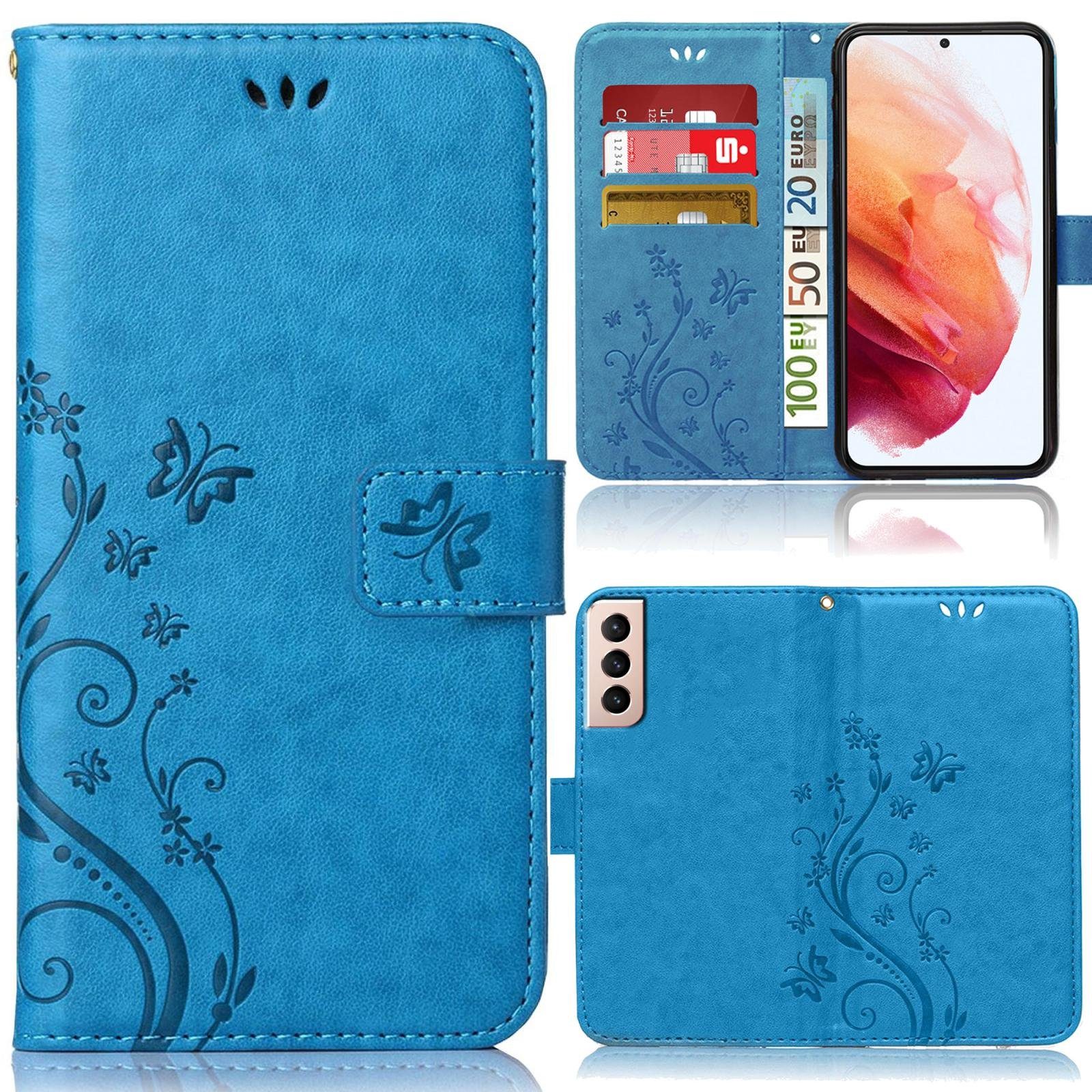 Numerva Handyhülle Bookstyle Flower für Samsung Galaxy S21 FE, Handy Tasche Schutzhülle Klapphülle Flip Cover mit Blumenmuster
