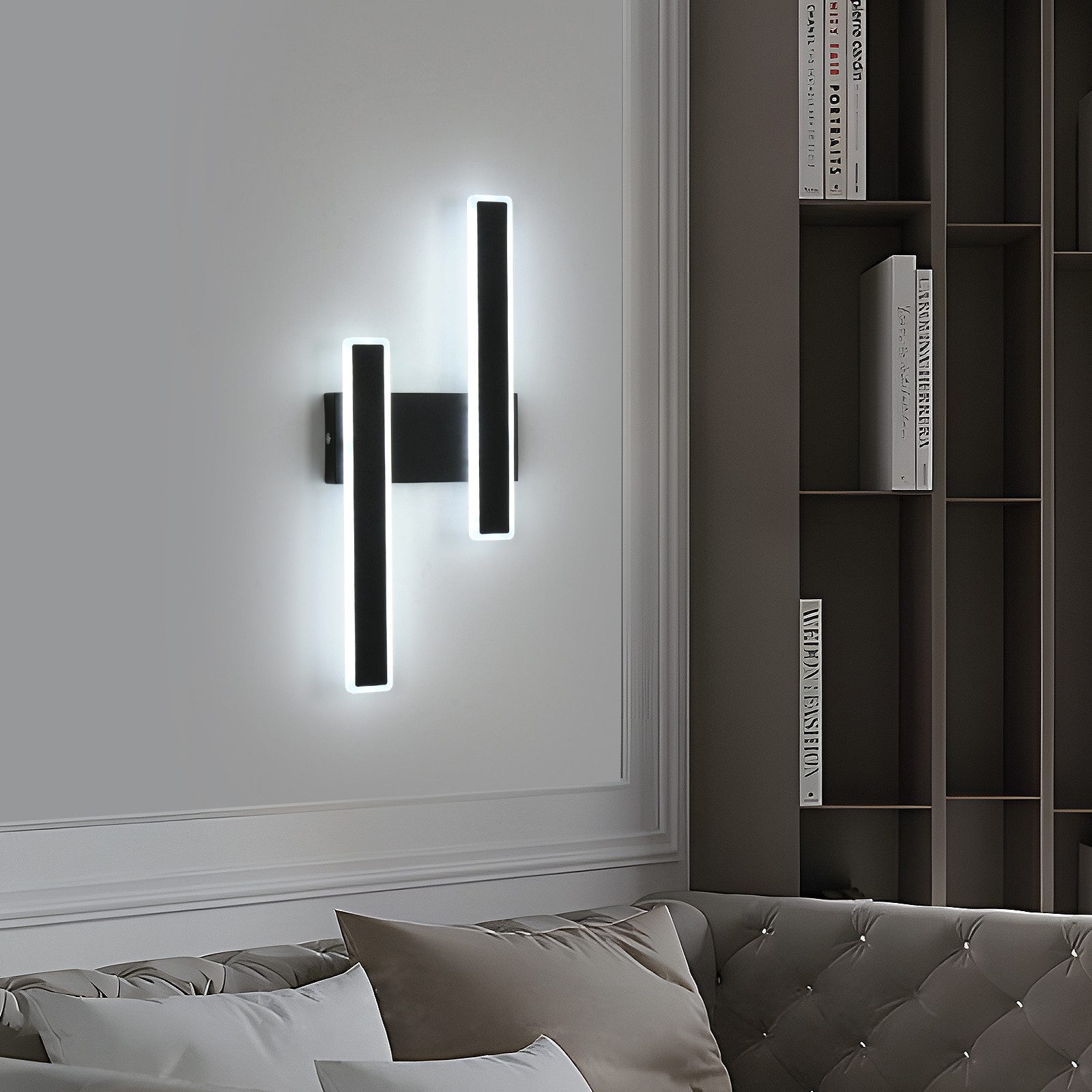 Riserva LED Wandleuchte LED Wandleuchte Innen 32W Schwarz Doppelkopf 46cm Modern, LED wechselbar