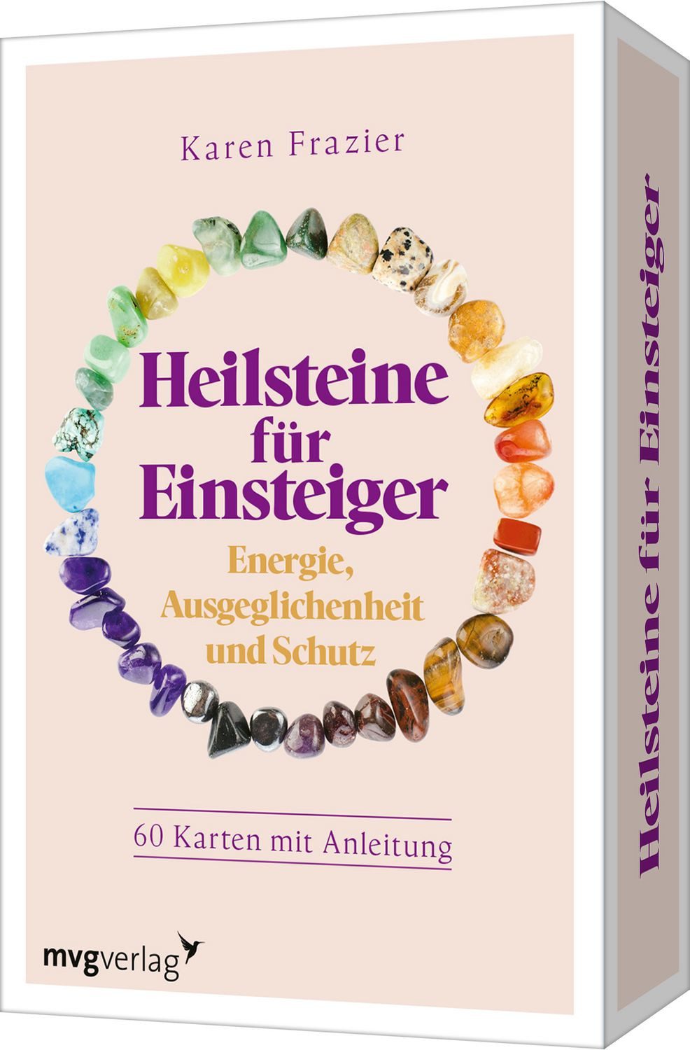 Heilsteine für Einsteiger – Energie, Ausgeglichenheit und Schutz / Karen Frazier, 60 Karten mit Anleitung, Kartenset über Kristalle und Steine