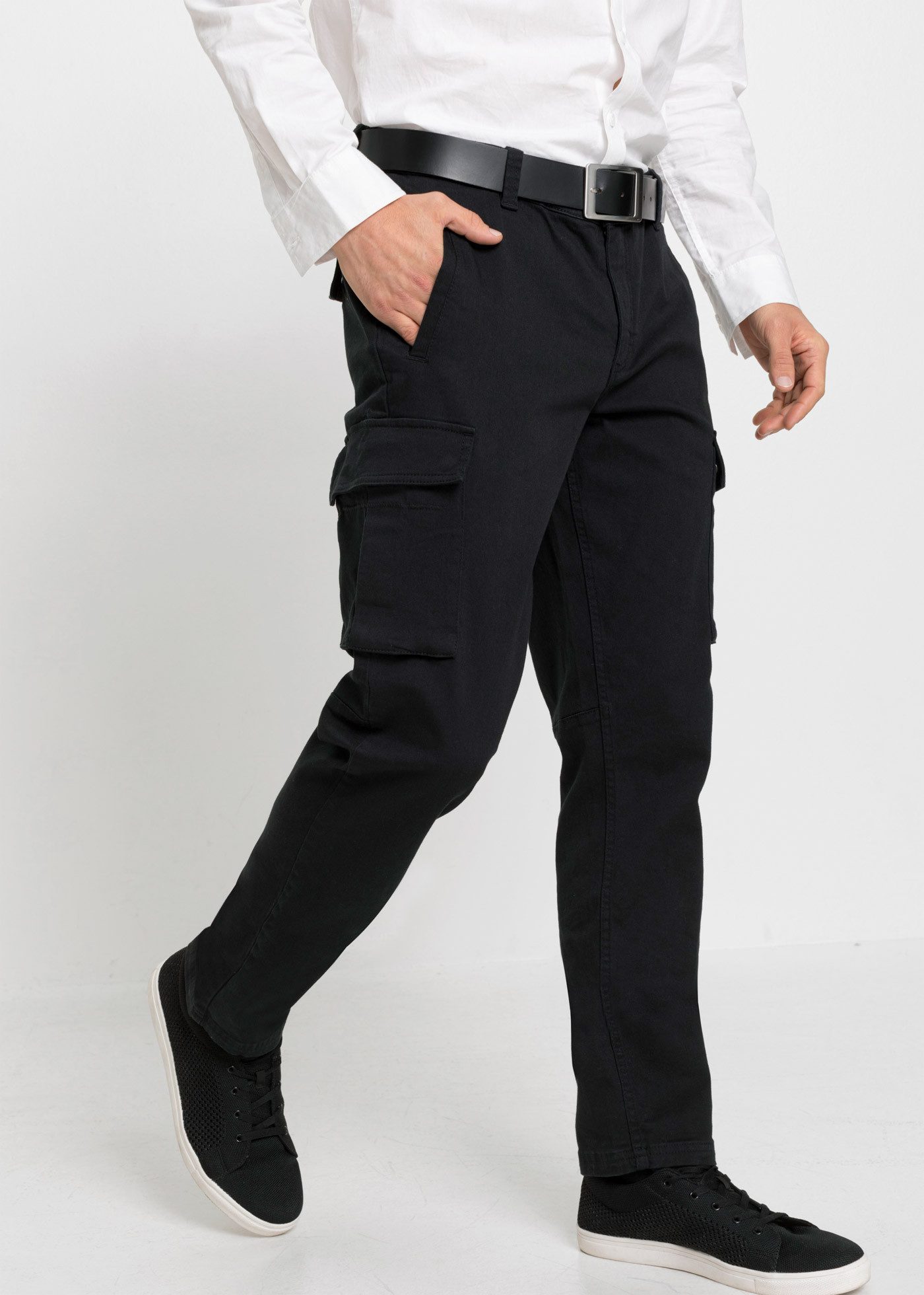 bonprix Stretch-Hose Regular Fit Stretch-Cargohose mit reiner Baumwolle, St günstig online kaufen