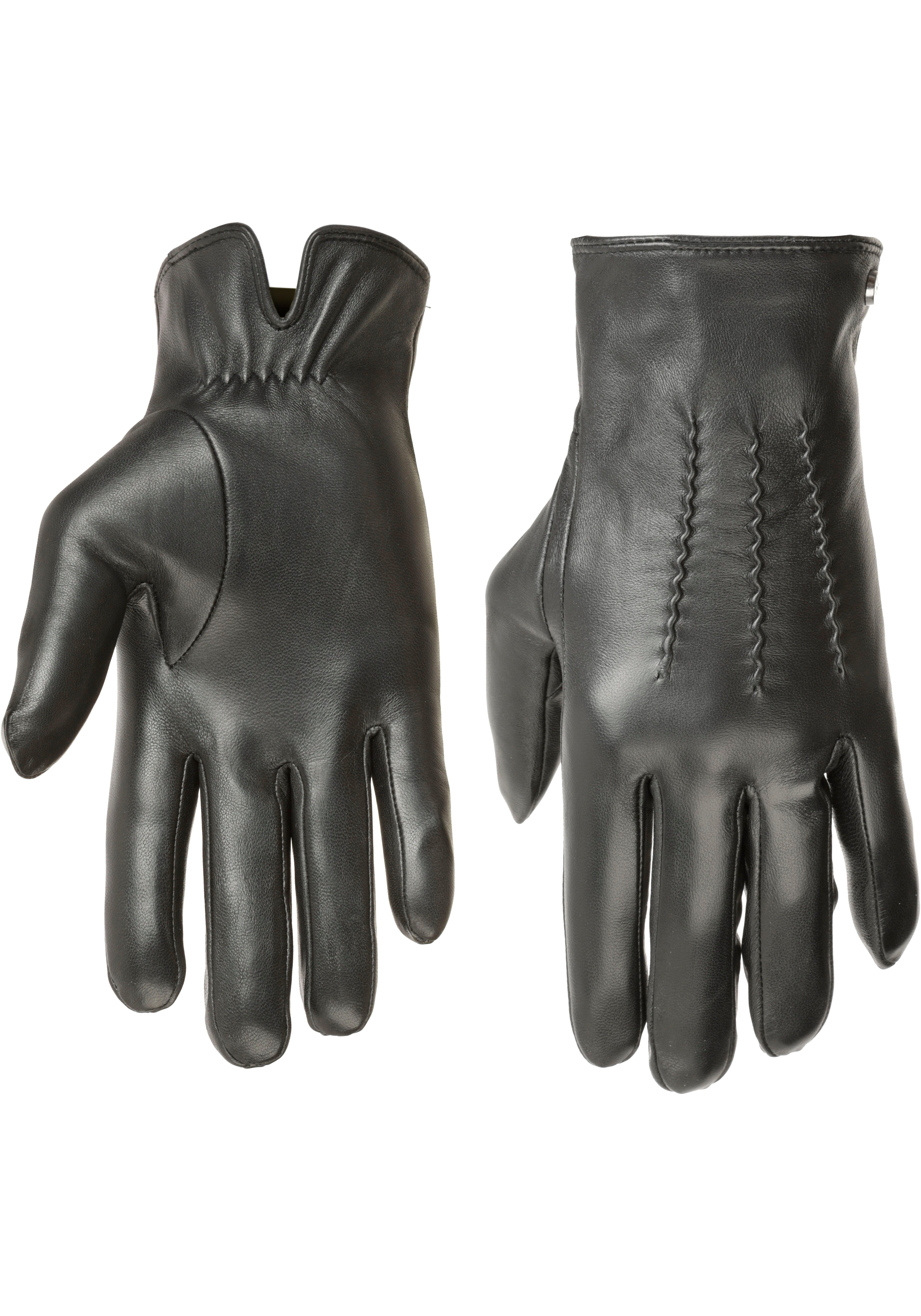 Lederhandschuhe Gates, PEARLWOOD aus Fleece weiches black Innenfutter