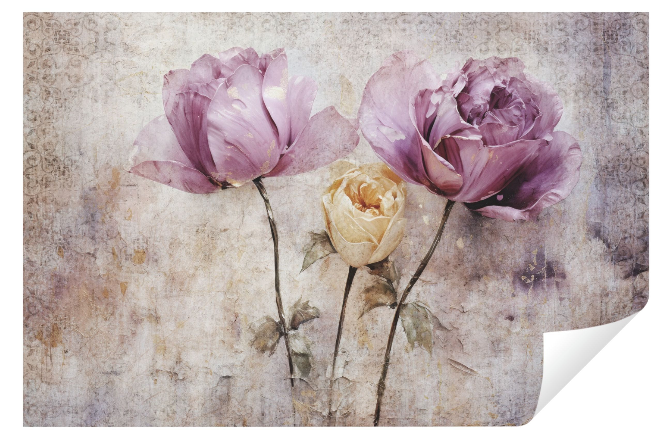 Wallarena Fototapete Blumen Vintage Vlies Tapete Wohnzimmer Schlafzimmer Wandtapete, Glatt Vlies Struktur Vinyl, Beton, Tapete inklusive Kleister Vliestapete Motivtapete