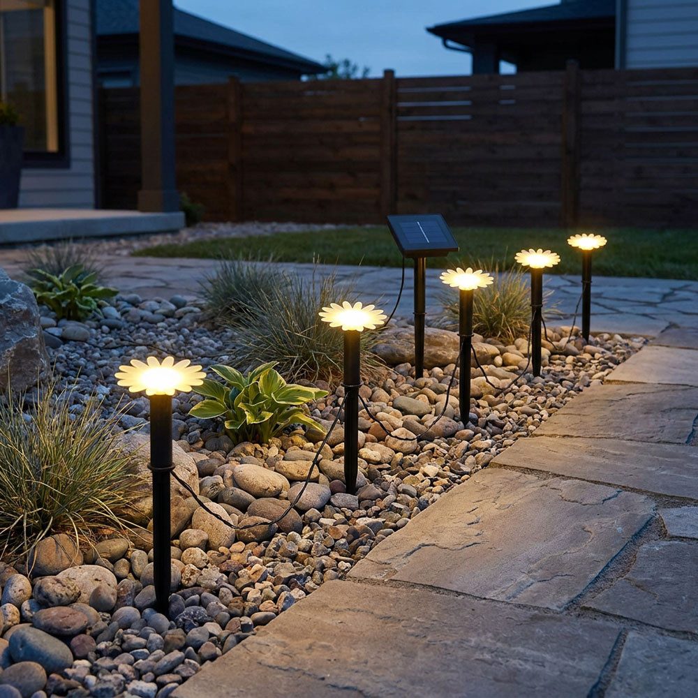 GLOBO LIGHTING LED Solarleuchte, LED-Leuchtmittel fest verbaut, Warmweiß, Solar Lichterkette Außen Gartenleuchte schwarz matt IP44 L 220 cm
