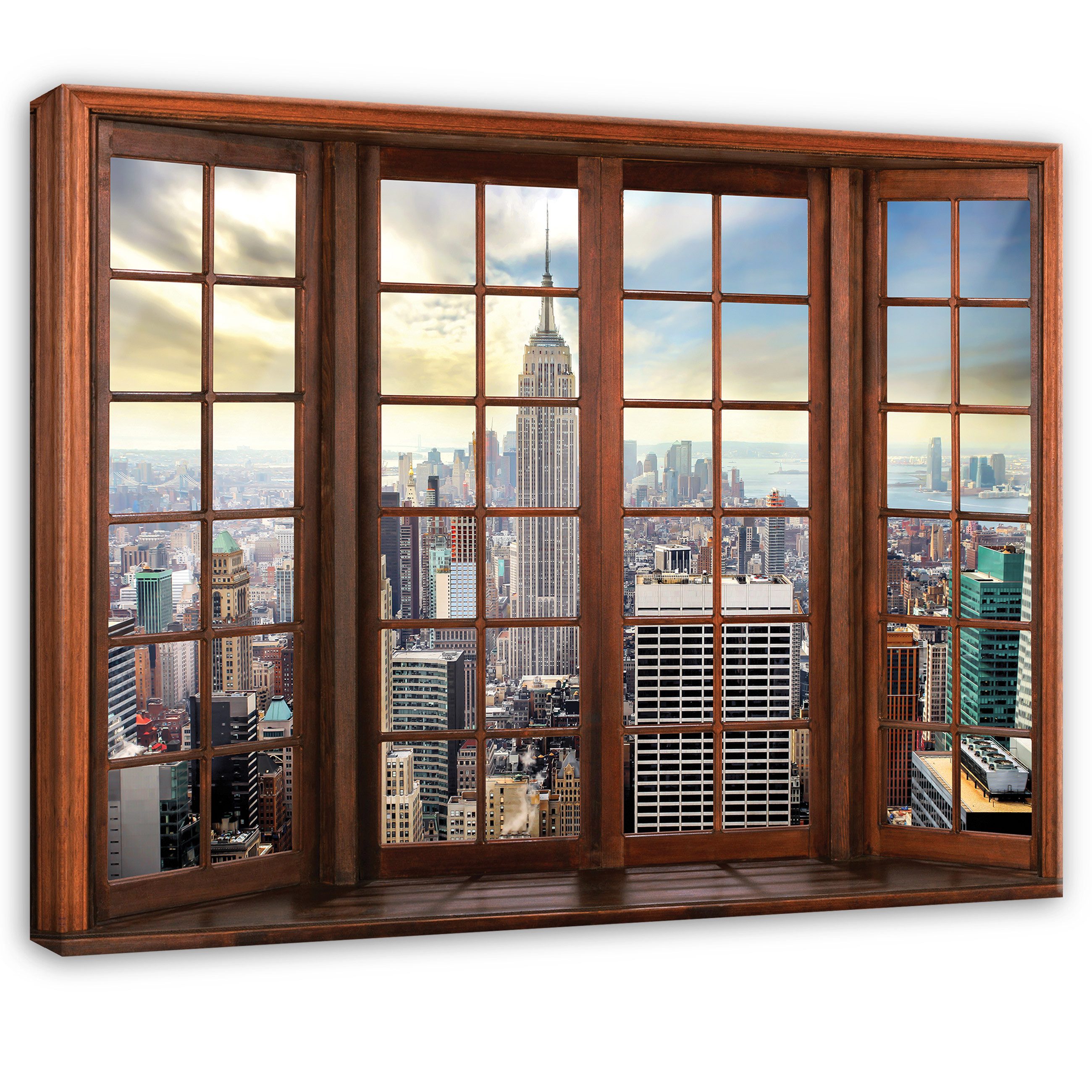 Wallarena Leinwandbild Stadt New York braun Modern Wandbilder Wand Deko XXL Bilder, Stadt (groß Bilder Wohnzimmer Schlafzimmer Einteilig, 1 St), Bilder Klein Wohnzimmer Schlafzimmer Küche Wandbild Wand Deko 40x30