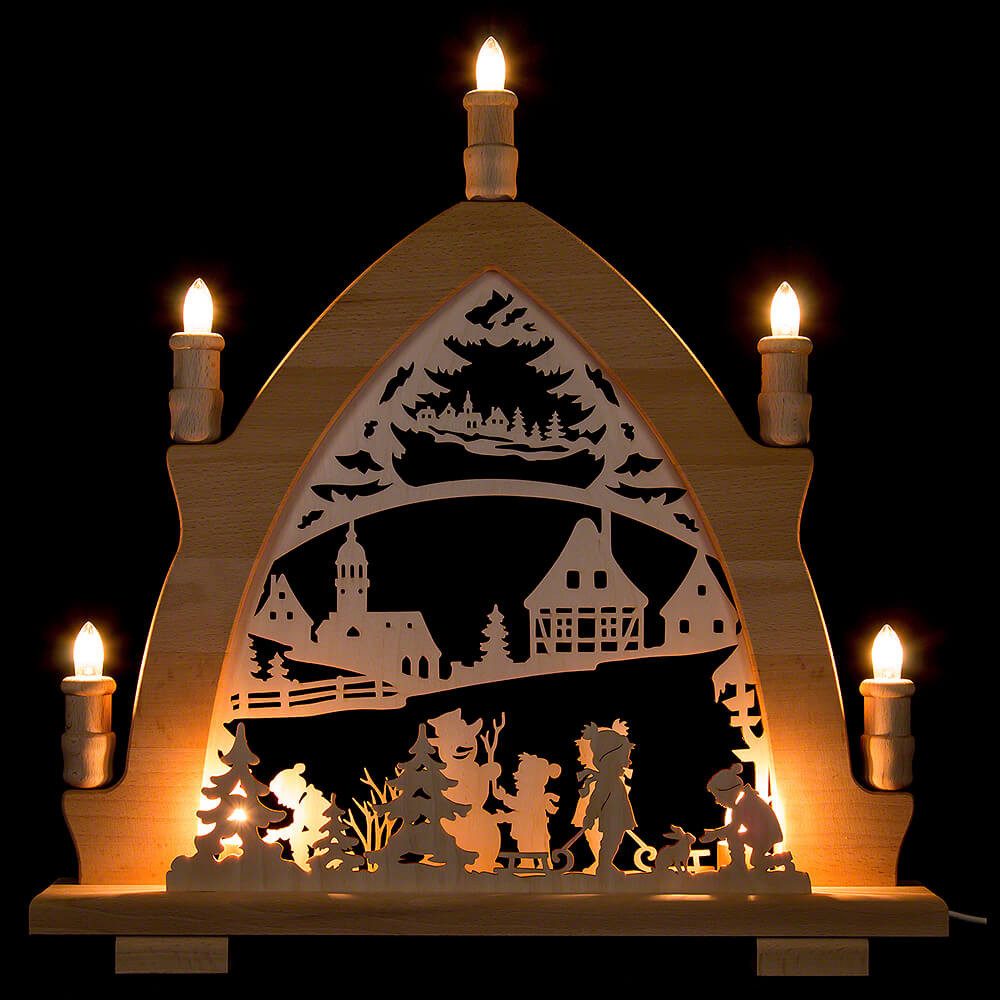 Lenk und Sohn Schwibbogen Schwibbogen Winterlandschaft (41x42cm) von Kunstgewerbe Lenk & Sohn