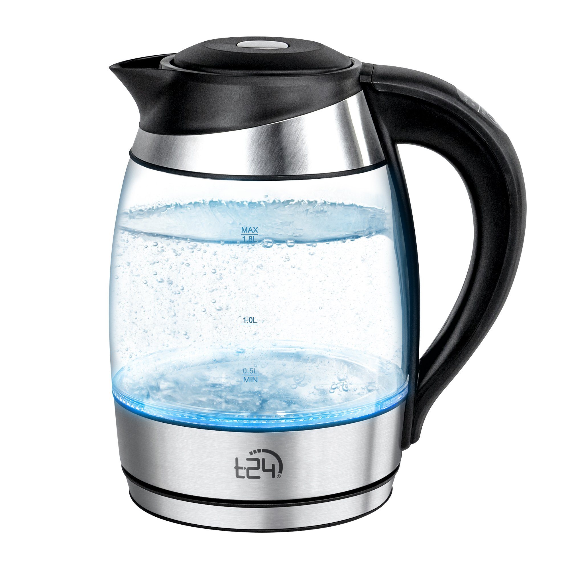 60-100°, 1,8L Wasserkocher W Temperaturwahl 2200 Teesieb Glas T24 mit Wasser-/Teekocher