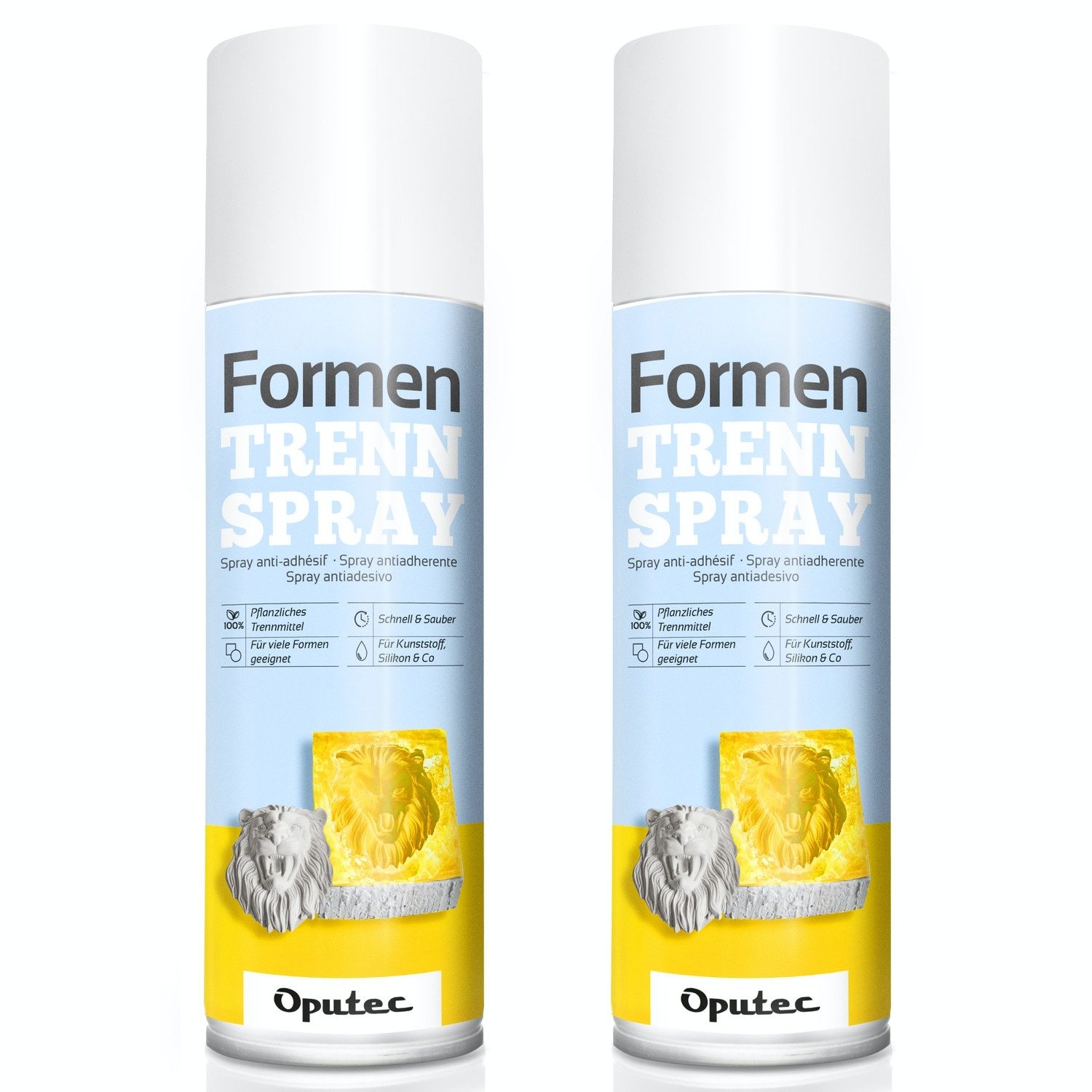 Oputec Modellierwerkzeug 2x 500ml Formen-Trennspray Formentrennmittel pflanzliches Trennmittel, (2 St), 100% pflanzliches Trenn- und Schmiermittel