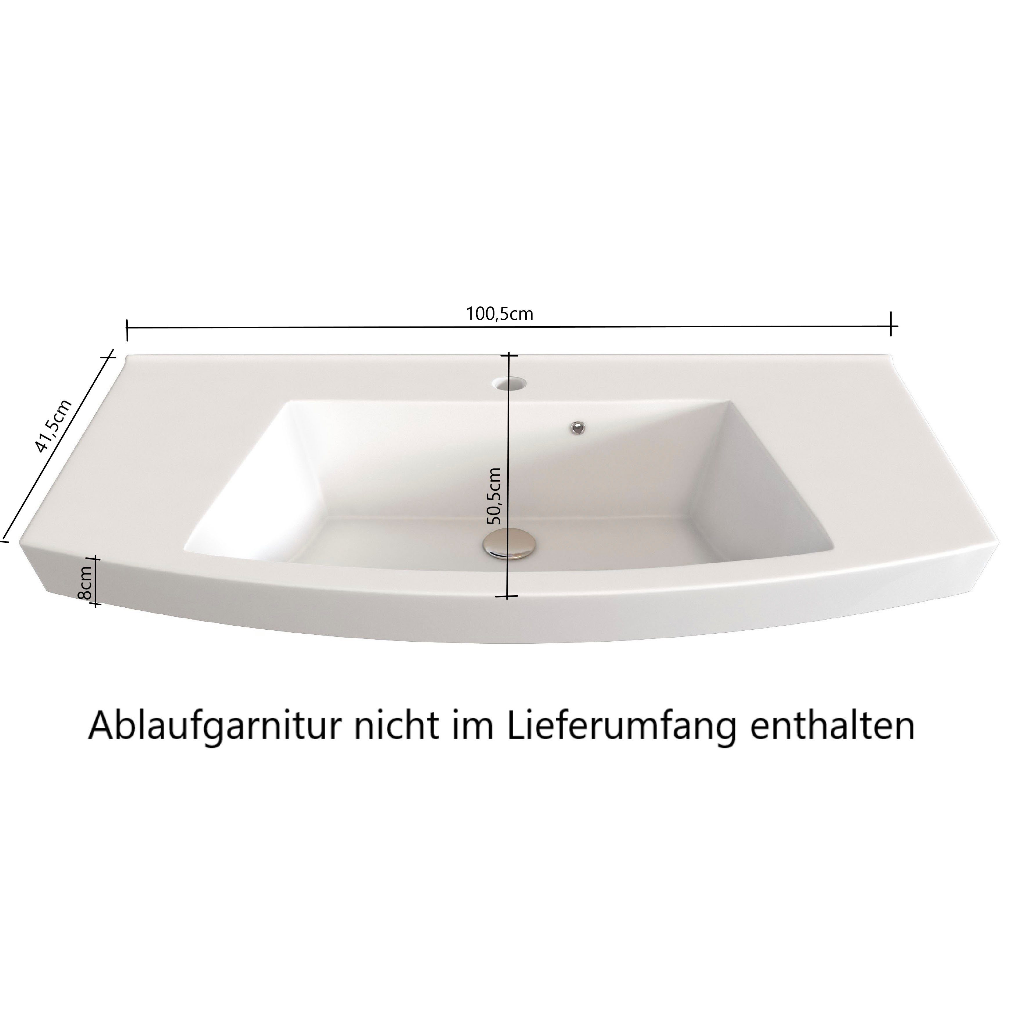 welltime Badmöbel-Set Chicago, (3-St., Spiegelschrank, Waschtisch, Midischrank), mit Mineralgussbecken