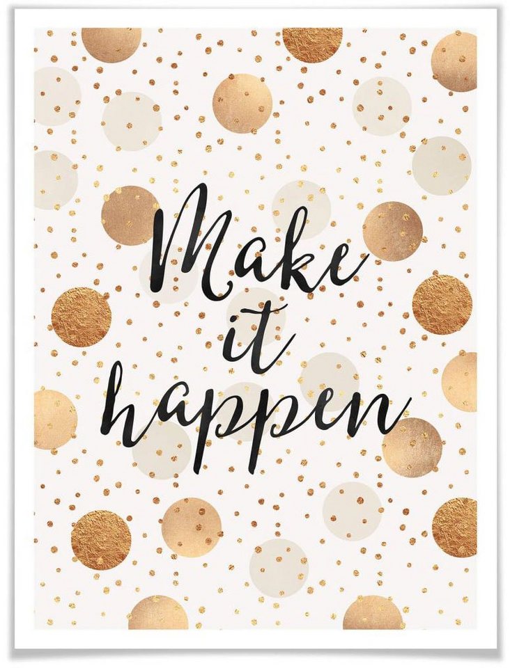 Wall-Art Poster Make it Happen - Dots, Schriftzug (1 St)