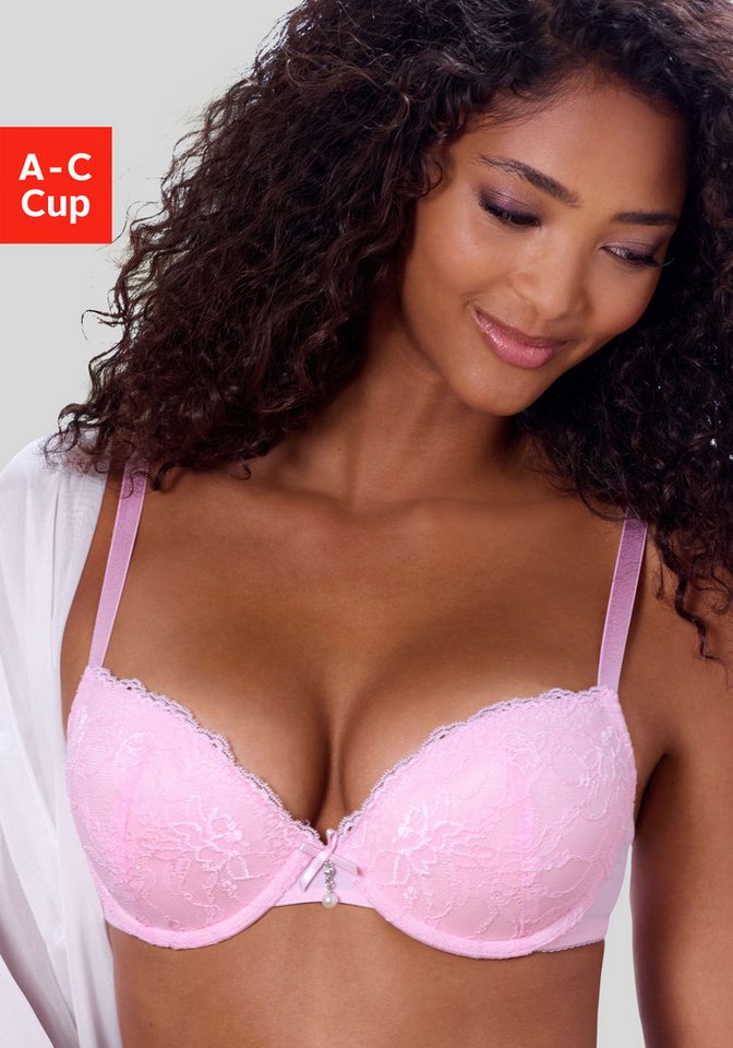 LASCANA Push-up-BH, BH mit Bügel, Schalen-BH, Nina mit Spitze & herausnehmbaren Kissen, als Dessous-Set kombinierbar