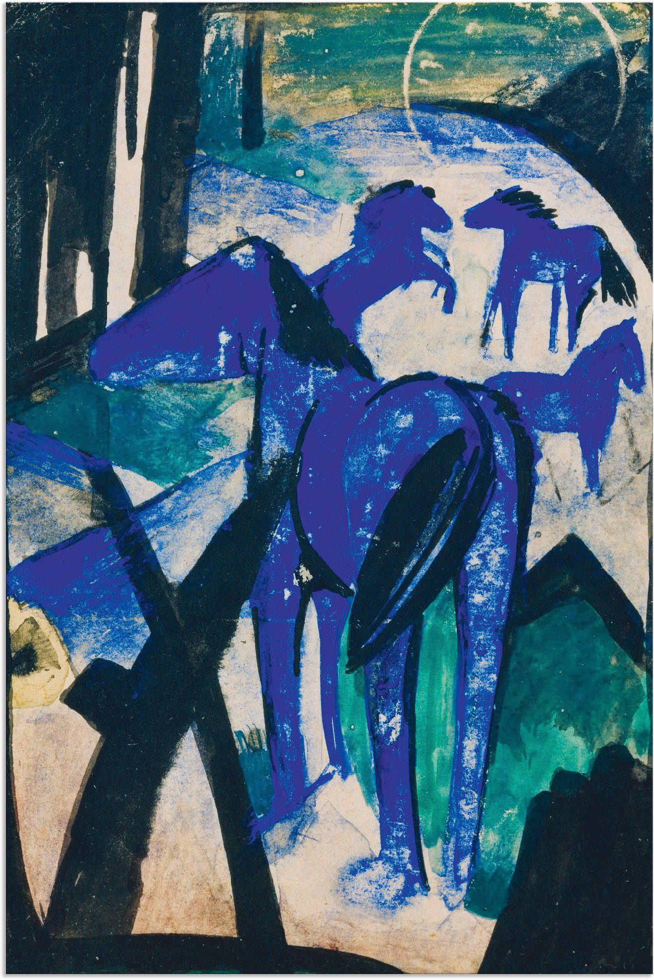 Artland Wandbild Die Mutterstute oder St), I, Alubild, in (1 Größen blauen Poster versch. Wandaufkleber Haustiere der Pferde als Leinwandbild