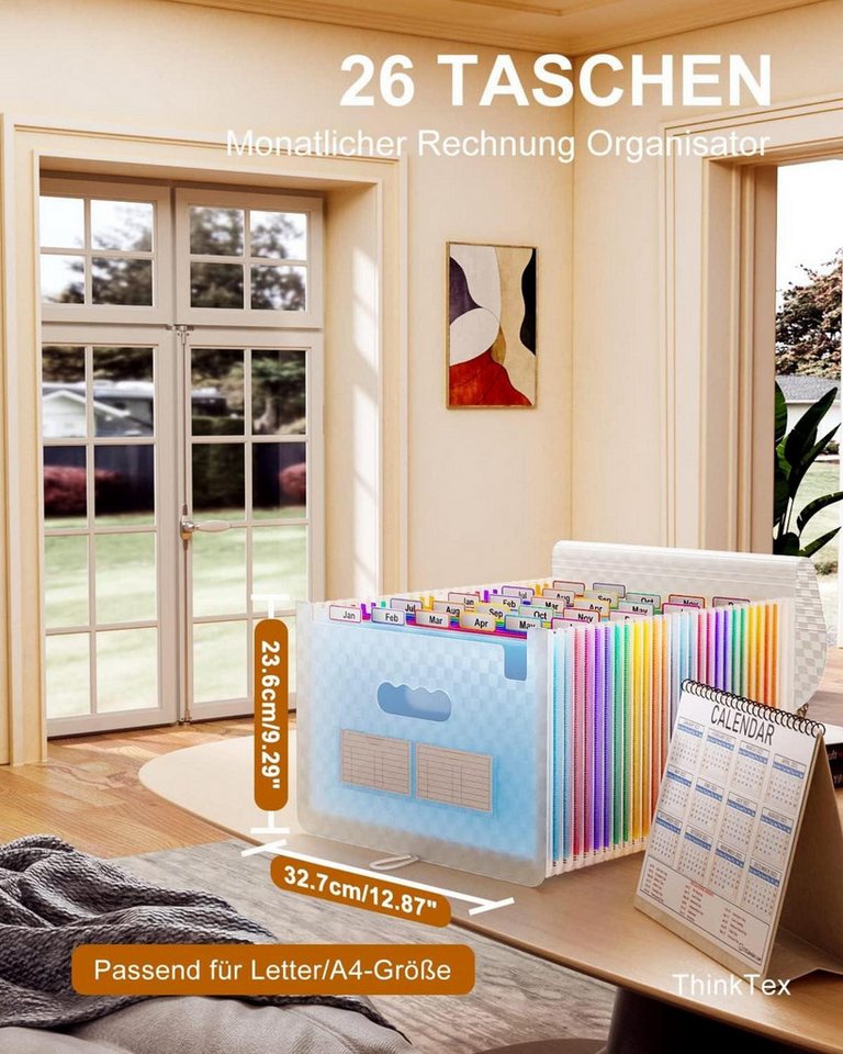 Thumbnail - LuxusKollektion Fächermappe Akkordeon-Aktenordner 26 Fächer erweiterbar A4 Briefgröße Blau