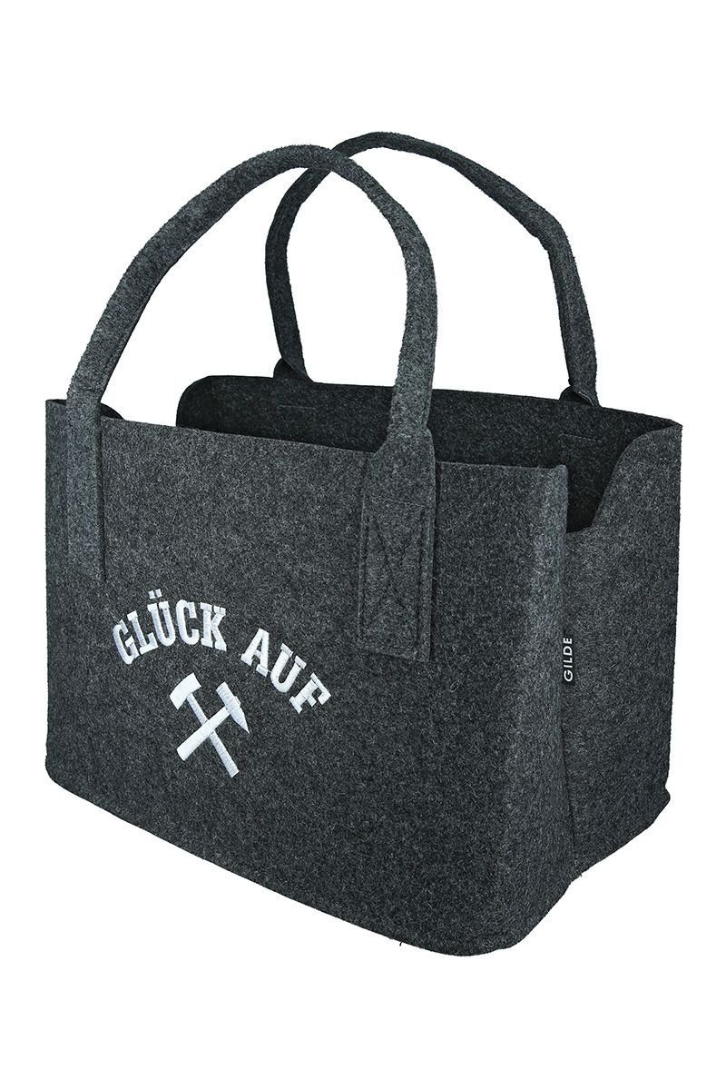 GILDE Shopper Filztasche Glueck Auf 2er Set grau 40 cm Ruhrpott Design