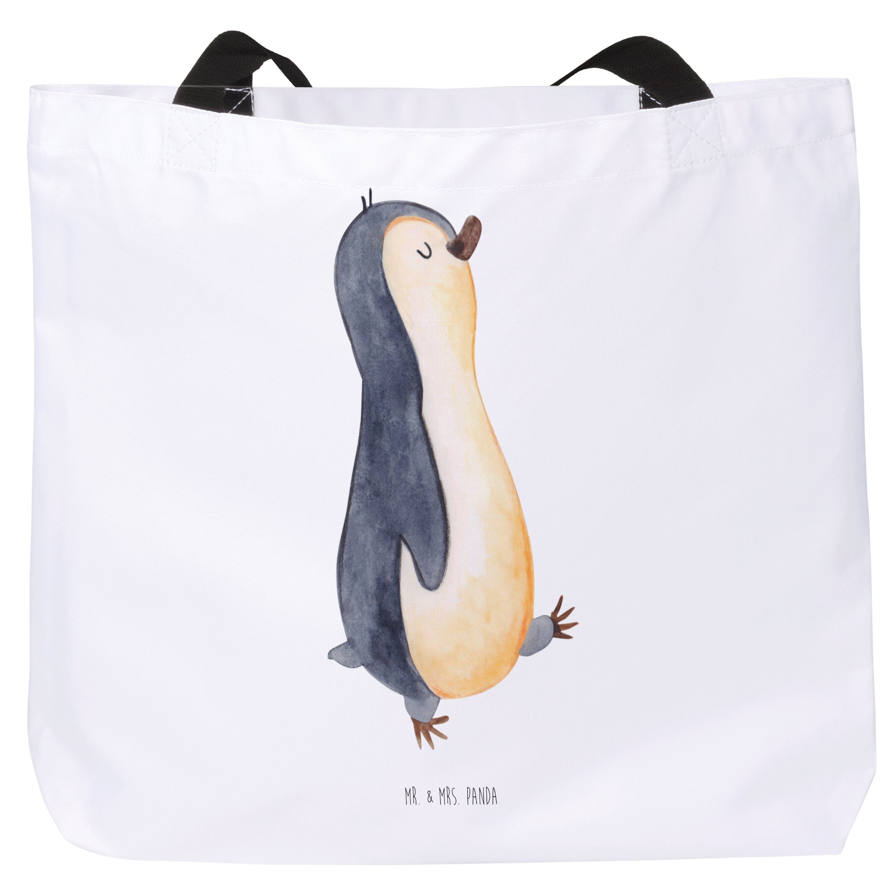Mr. & Weiß - Geschenk, Mrs. Schultasche, (1-tlg) Shopper Tasche, Pinguin Panda Schulbeu - marschierend