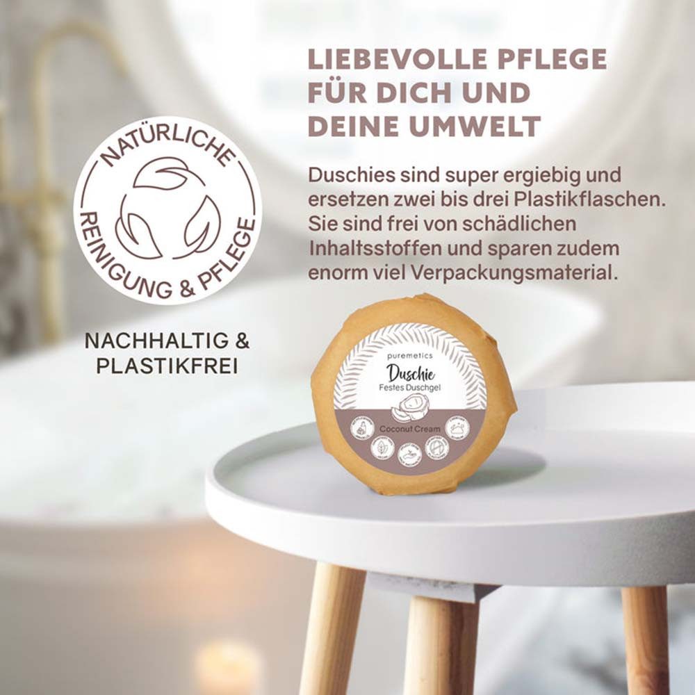 puremetics Haarseife Duschie Festes Duschgel - Coconut Cream 60g