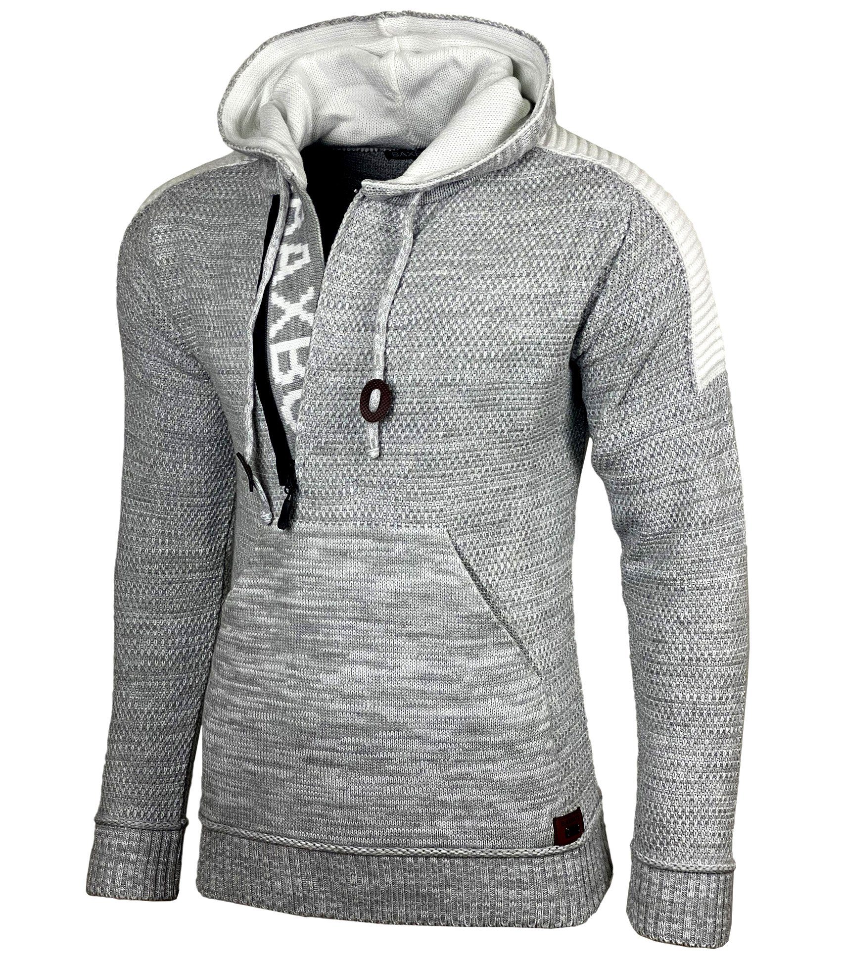 Strickpullover Baxboy Herren Strick Pullover Kapuzenpullover Reißverschluss B_290