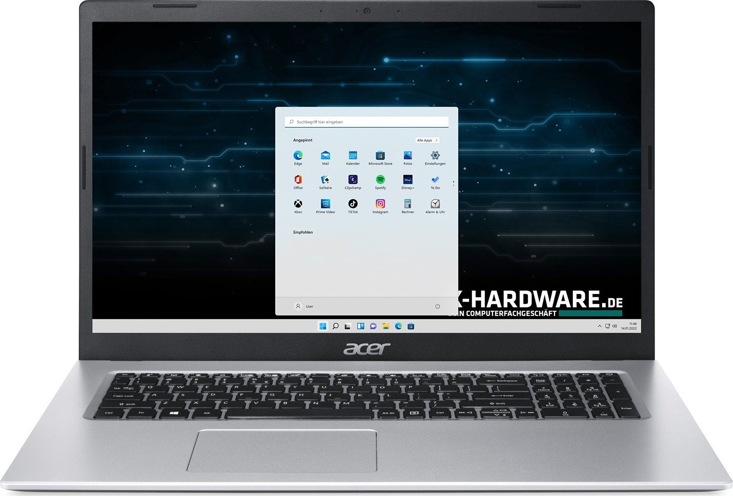 Aspire 3 A317-53-73U8, Intel Core i7-1165G7, 20GB RAM, bis zu 2TB NVMe Business-Notebook