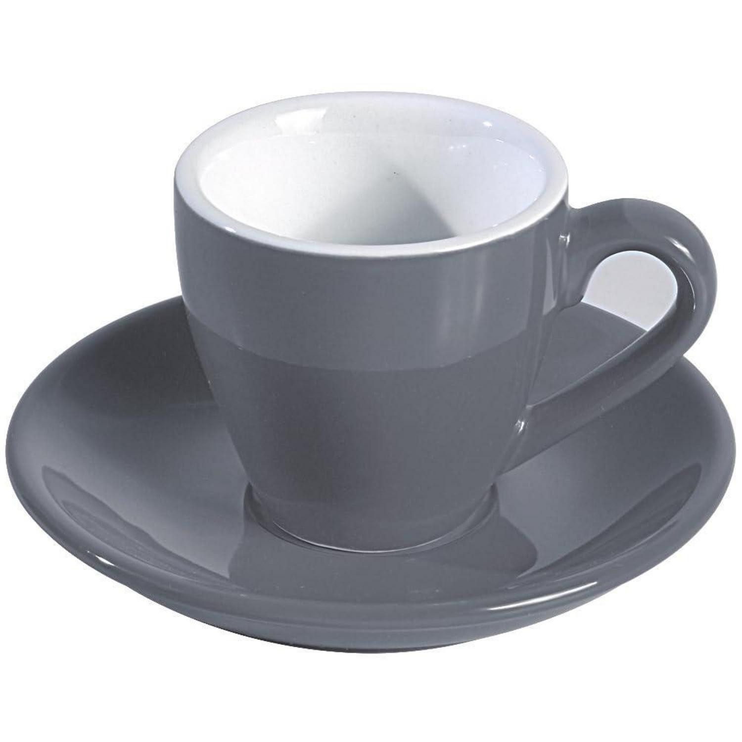 LuxusKollektion Espressotasse Espresso-Tasse mit Untertasse 80ml Grau, Keramik