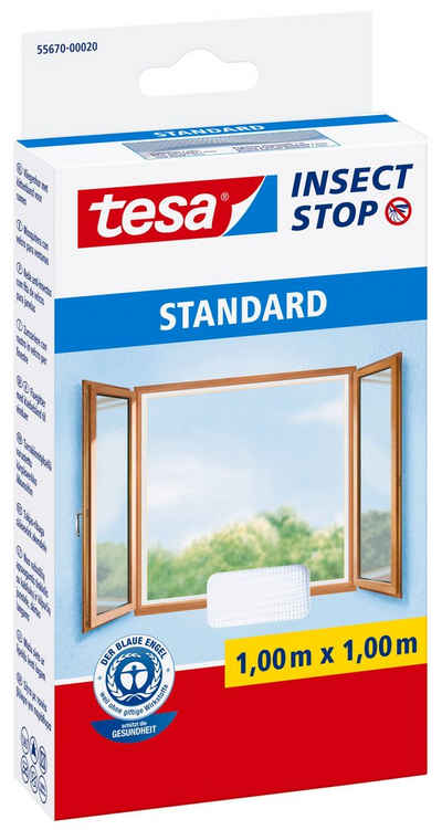 tesa Fliegengitter-Gewebe Insect Stop Standard Fliegengitter für Fenster, (Packung, 1-St., Fliegennetz, Klettband), Insektenschutzgitter - Fliegenetz ohne Bohren - zuschneidbar - weiß