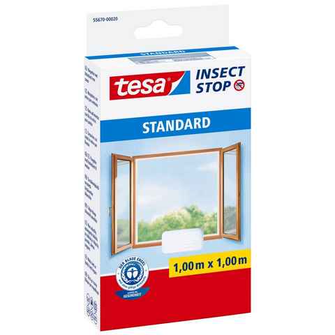 tesa Fliegengitter-Gewebe Insect Stop Standard Fliegengitter für Fenster, (Packung, 1-St., Fliegennetz, Klettband), Insektenschutzgitter - Fliegenetz ohne Bohren - zuschneidbar - weiß