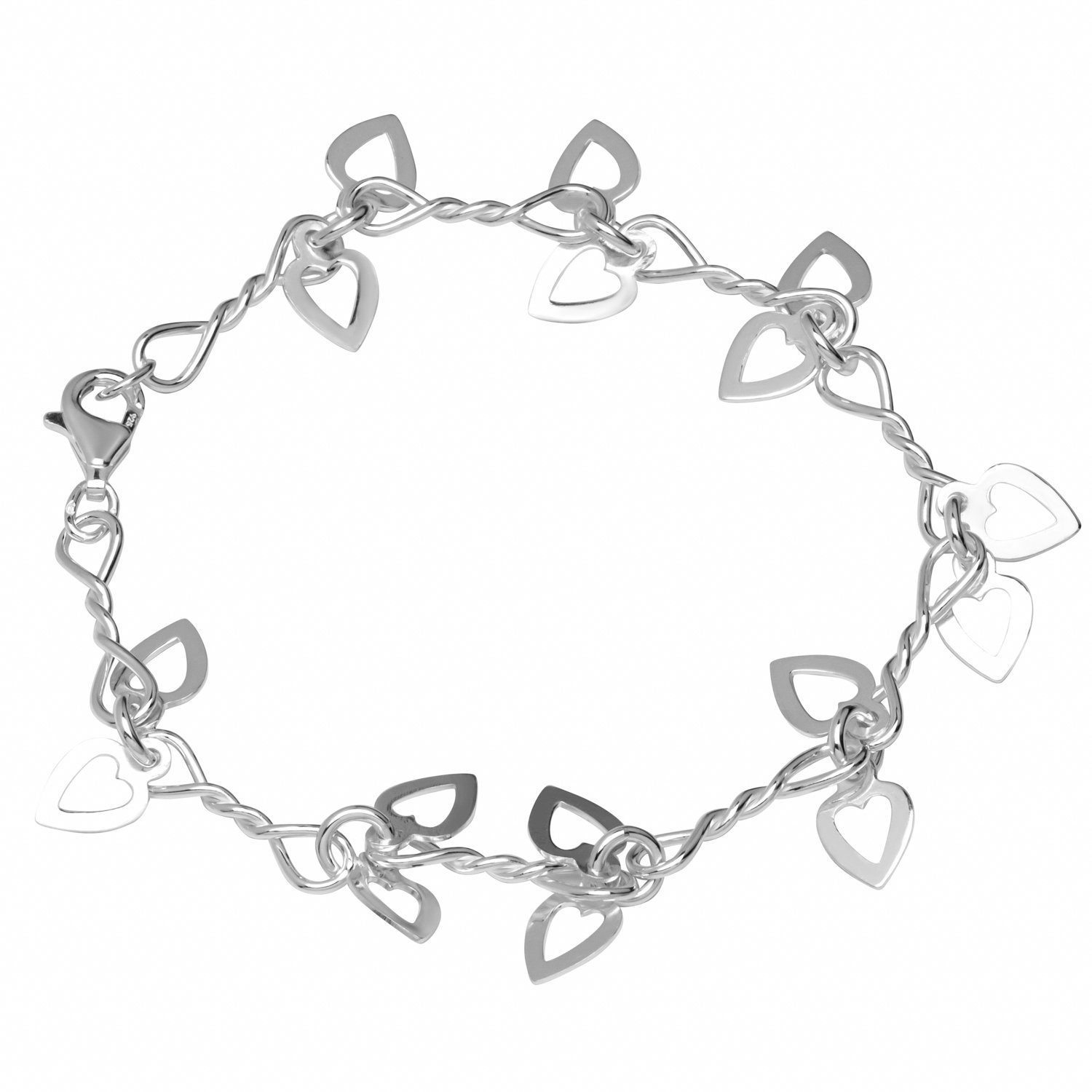 NKlaus Silberarmband Armband 925 Sterling Silber 20cm Designer Herz in (1 Stück), Made in Germany