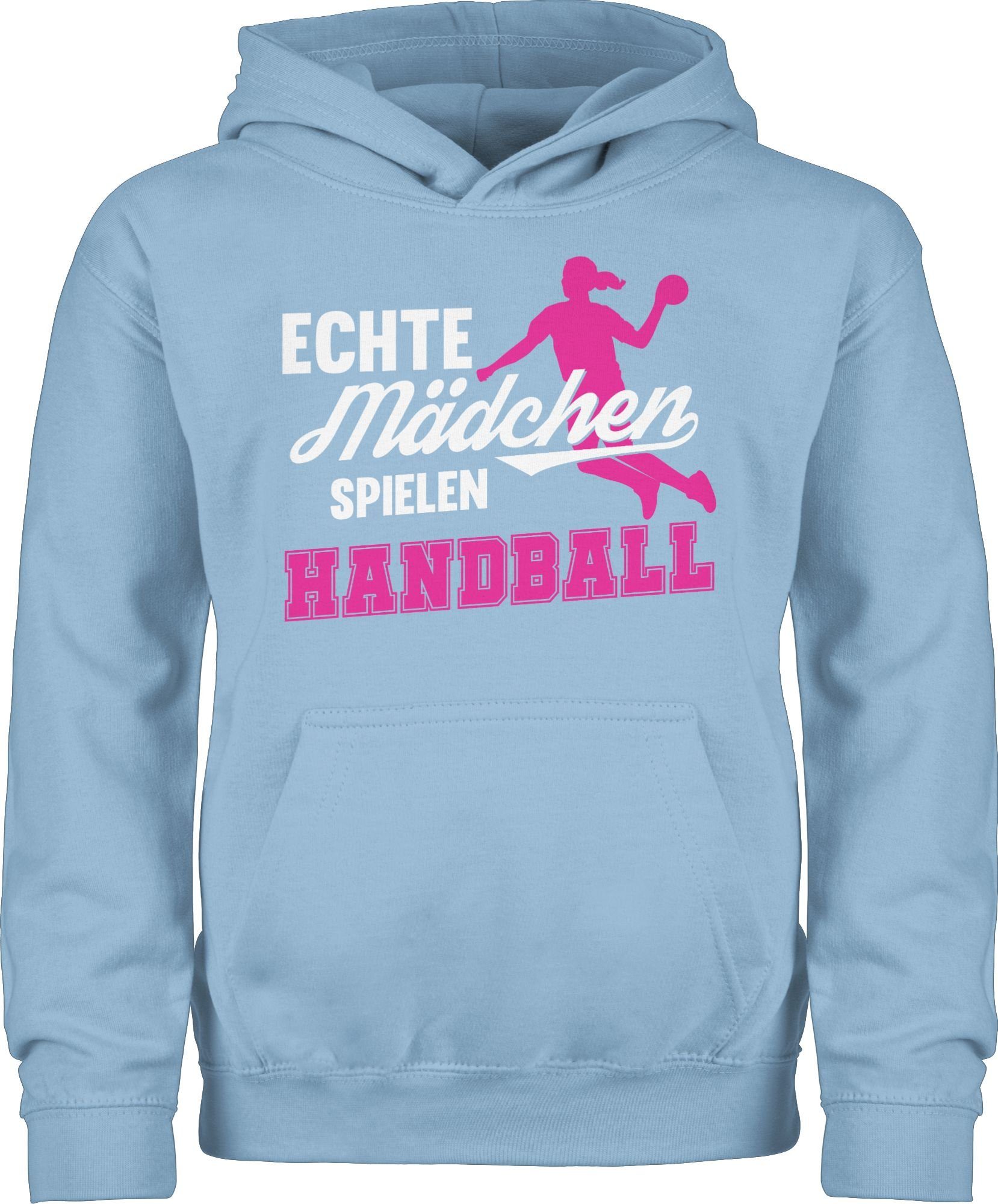 Shirtracer Hoodie Echte Mädchen spielen Handball weiß / fuchsia Kinder Sport Kleidung