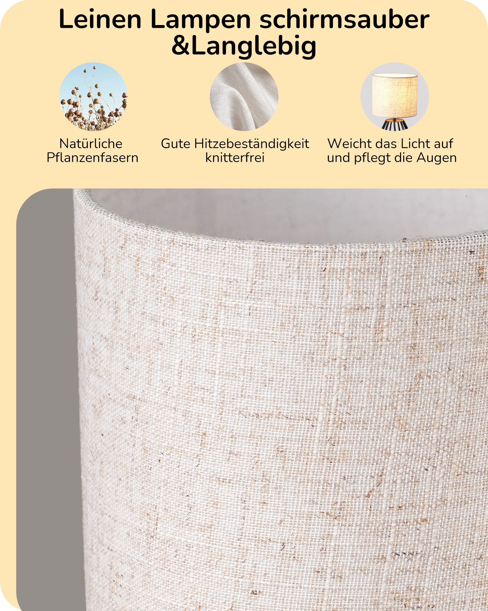 EDISHINE Nachttischlampe H29 cm mit Metallfuß, LED wechselbar, 2700 K Warmw günstig online kaufen