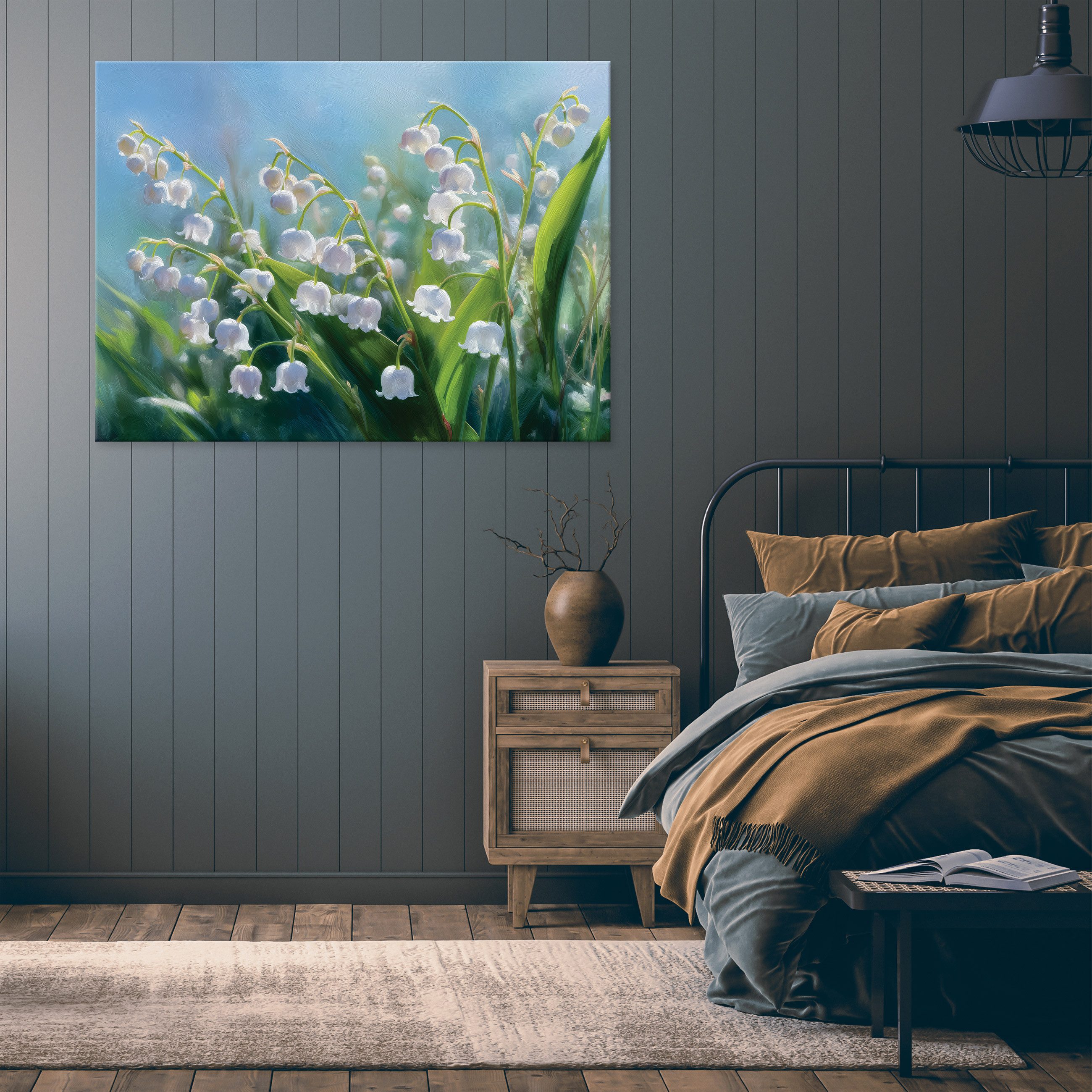 Wallarena Leinwandbild Blumen Natur - Grün - Elegant - Wohnzimmer, Blumen, 40x30x2cm