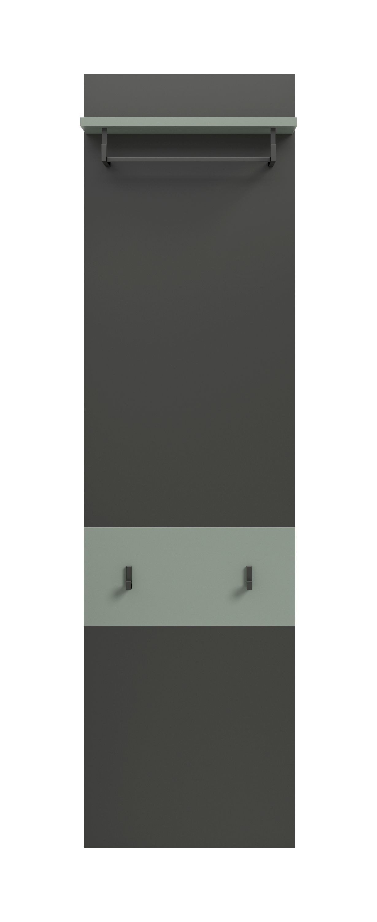 xonox.home Garderobenpaneel, Basalt grau/Smoke Green Melamin beschichtet 165x45x29 cm