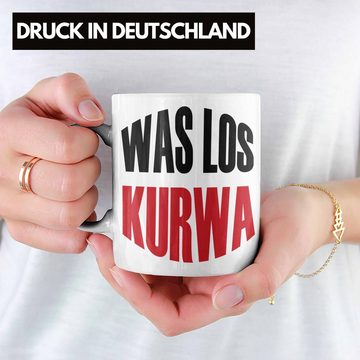 Trendation Tasse Lustige Tasse Spruch "Was Los Kurwa" Polen Polnisches Geschenk
