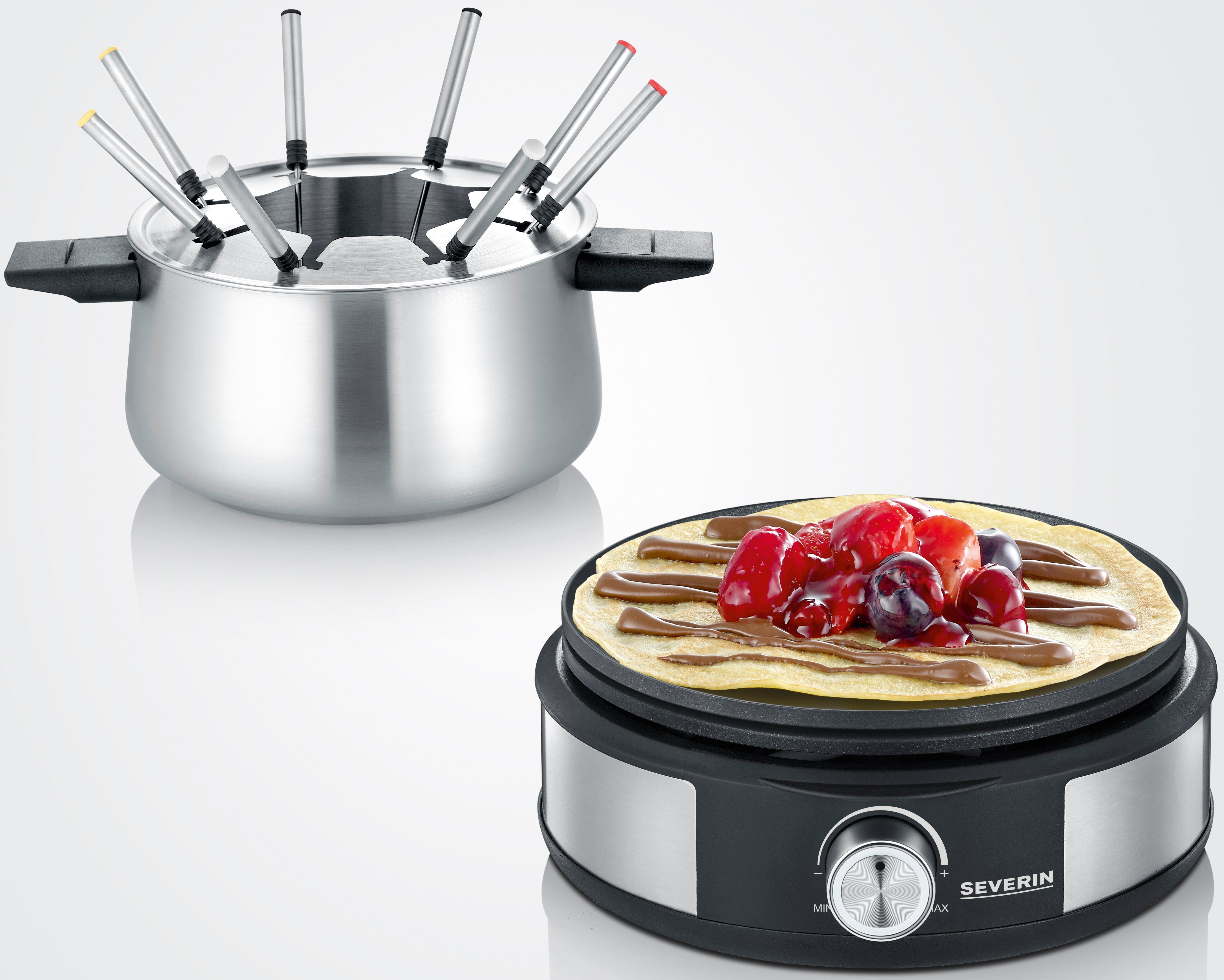 Severin Elektro-Fondue FO2471, 1,4 l, mit Crêpesfunktion